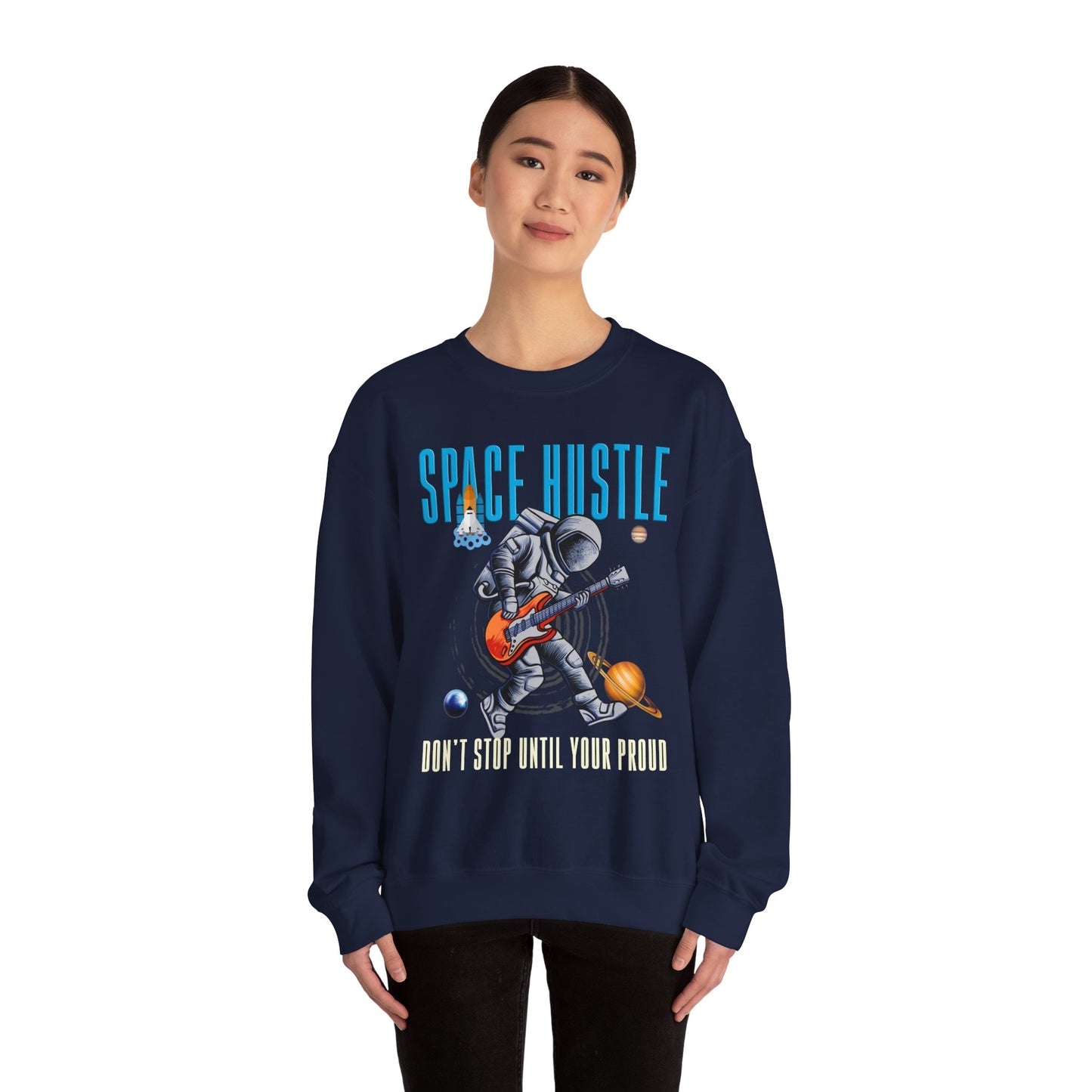 Space Hustle Music Unisex Heavy Blend™ Sweatshirt | Trendy Graphic Sweatshirt for Music and Space Enthusiasts - ArtShirt Couture