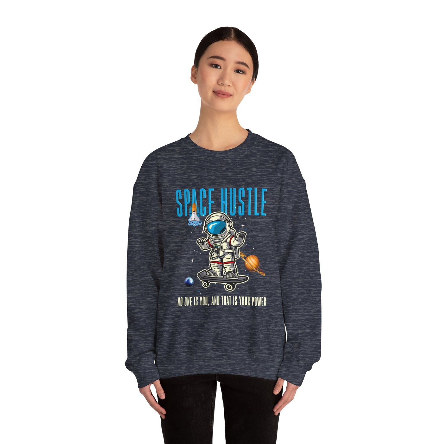 Space Hustle Unisex Heavy Blend™ Sweatshirt | Trendy Graphic Sweatshirt for Space Enthusiasts - ArtShirt Couture