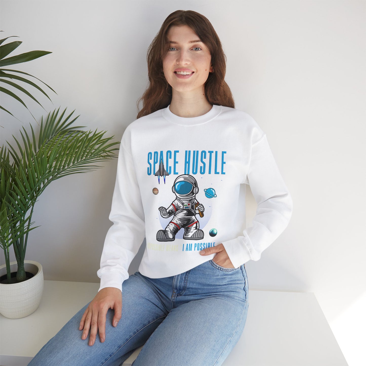 Skateboard Space Hustle Unisex Heavy Blend™ Sweatshirt | Trendy Graphic Sweatshirt for Skateboarding Enthusiasts - ArtShirt Couture