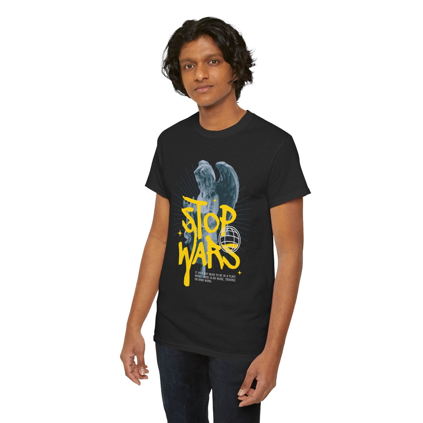 Stop Wars Unisex Heavy Cotton Tee | Fun Graphic T-Shirt for Peace Advocates - ArtShirt Couture