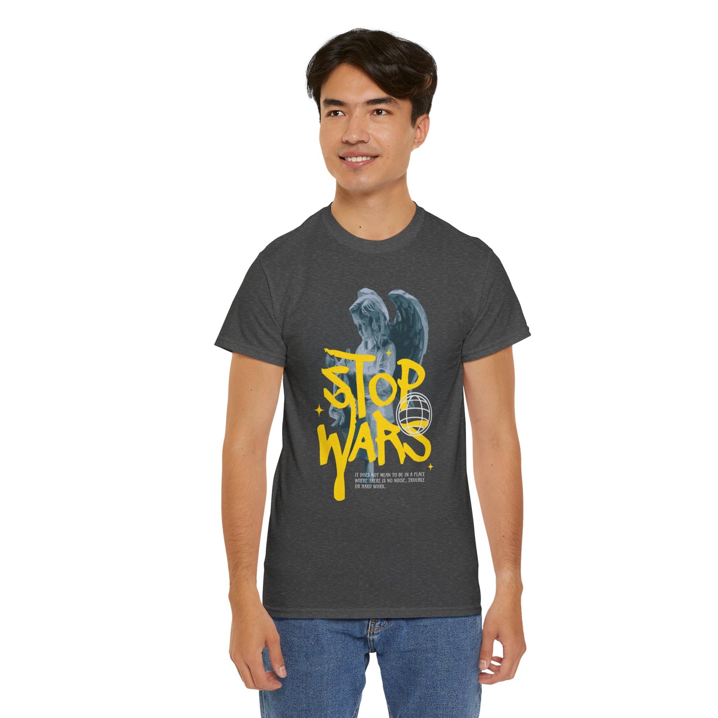 Stop Wars Unisex Heavy Cotton Tee | Fun Graphic T-Shirt for Peace Advocates - ArtShirt Couture