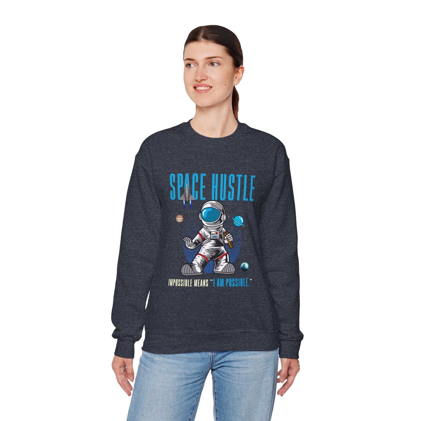 Skateboard Space Hustle Unisex Heavy Blend™ Sweatshirt | Trendy Graphic Sweatshirt for Skateboarding Enthusiasts - ArtShirt Couture
