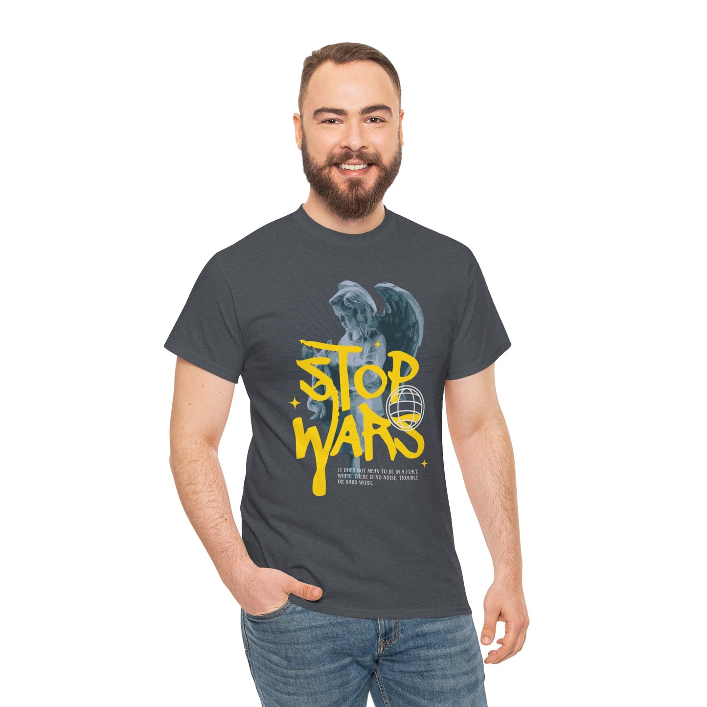 Stop Wars Unisex Heavy Cotton Tee | Fun Graphic T-Shirt for Peace Advocates - ArtShirt Couture