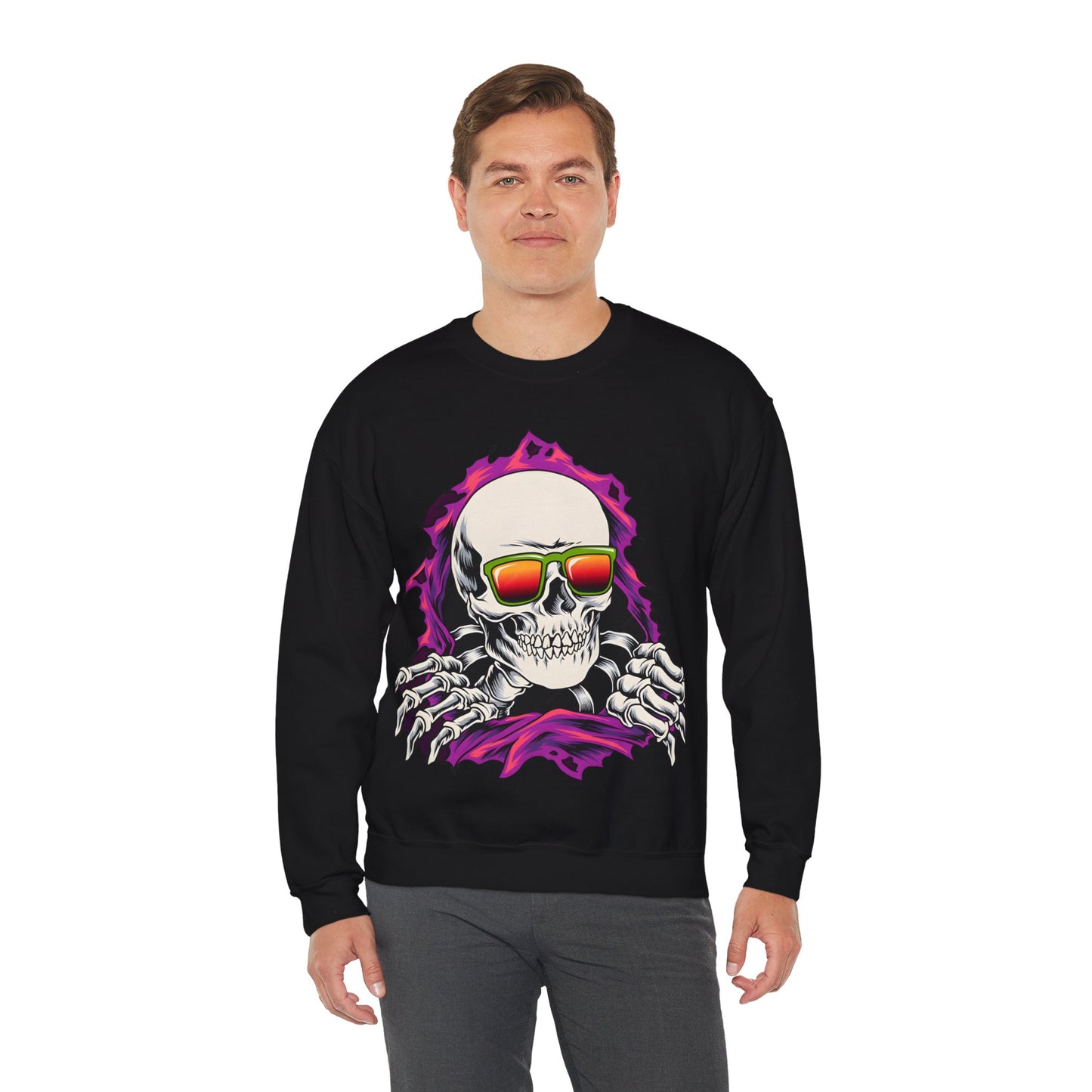 The Cool Skeleton Unisex Heavy Blend™ Crewneck Sweatshirt | Fun Graphic Sweatshirt for Halloween and Skull Lovers - ArtShirt Couture
