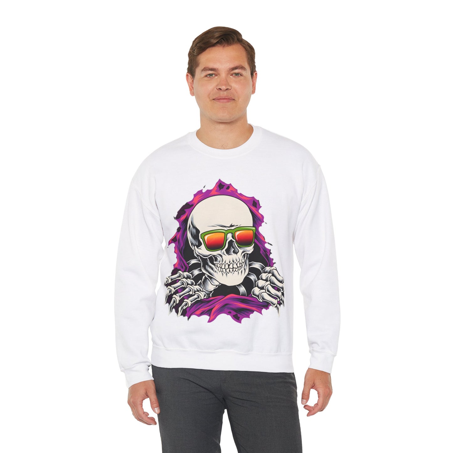 The Cool Skeleton Unisex Heavy Blend™ Crewneck Sweatshirt | Fun Graphic Sweatshirt for Halloween and Skull Lovers - ArtShirt Couture