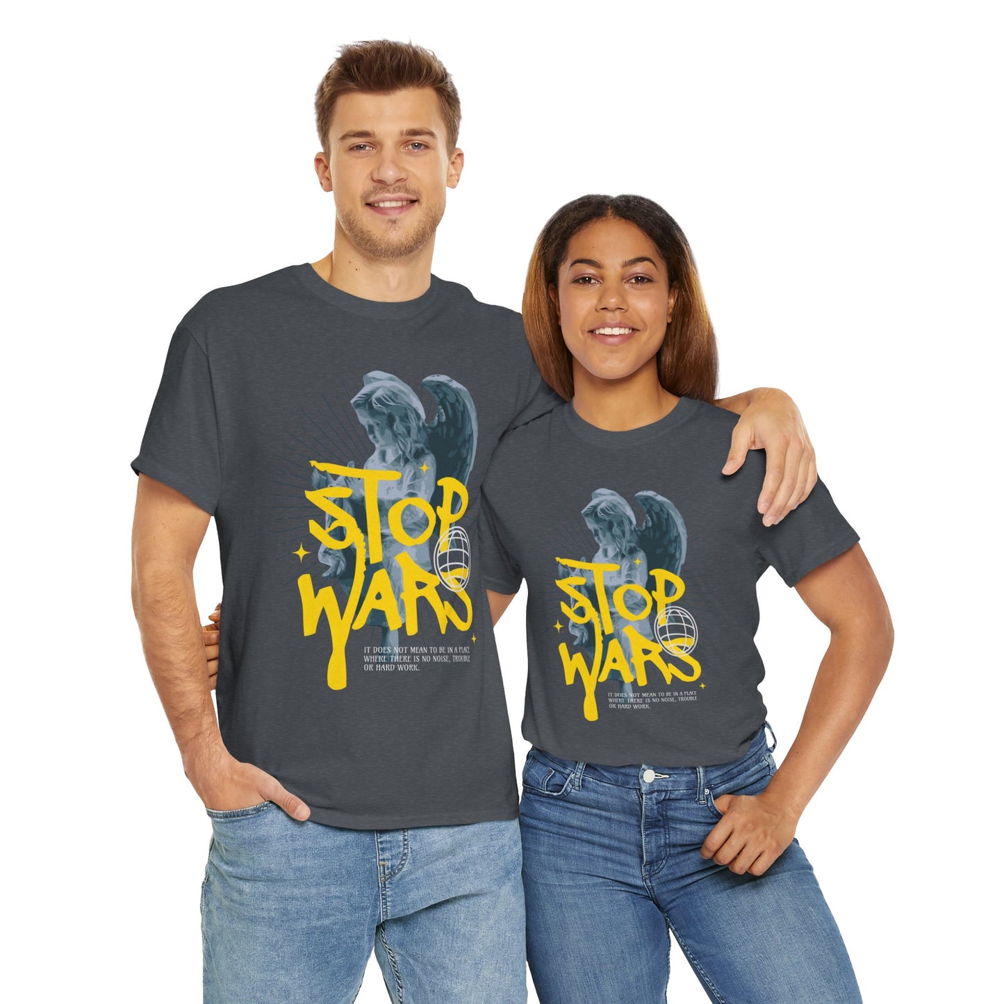 Stop Wars Unisex Heavy Cotton Tee | Fun Graphic T-Shirt for Peace Advocates - ArtShirt Couture