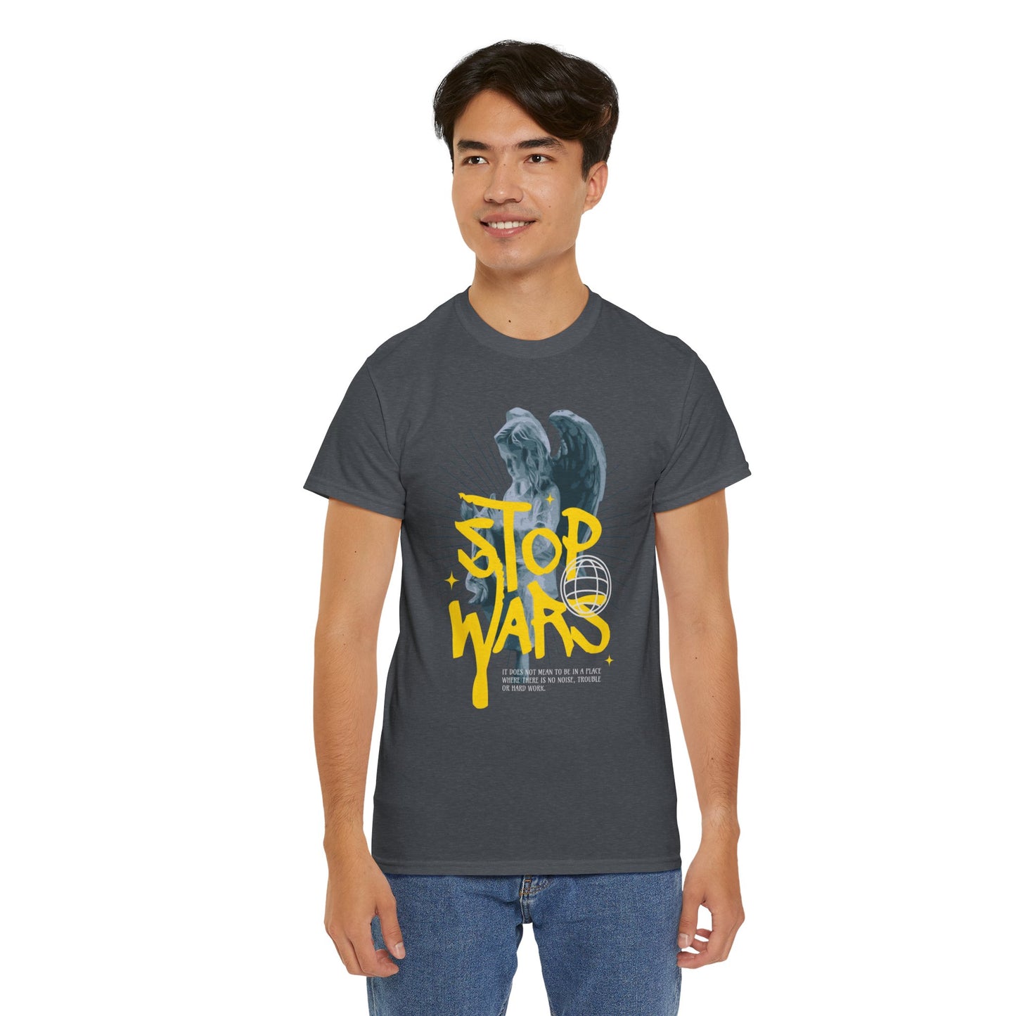 Stop Wars Unisex Heavy Cotton Tee | Fun Graphic T-Shirt for Peace Advocates - ArtShirt Couture