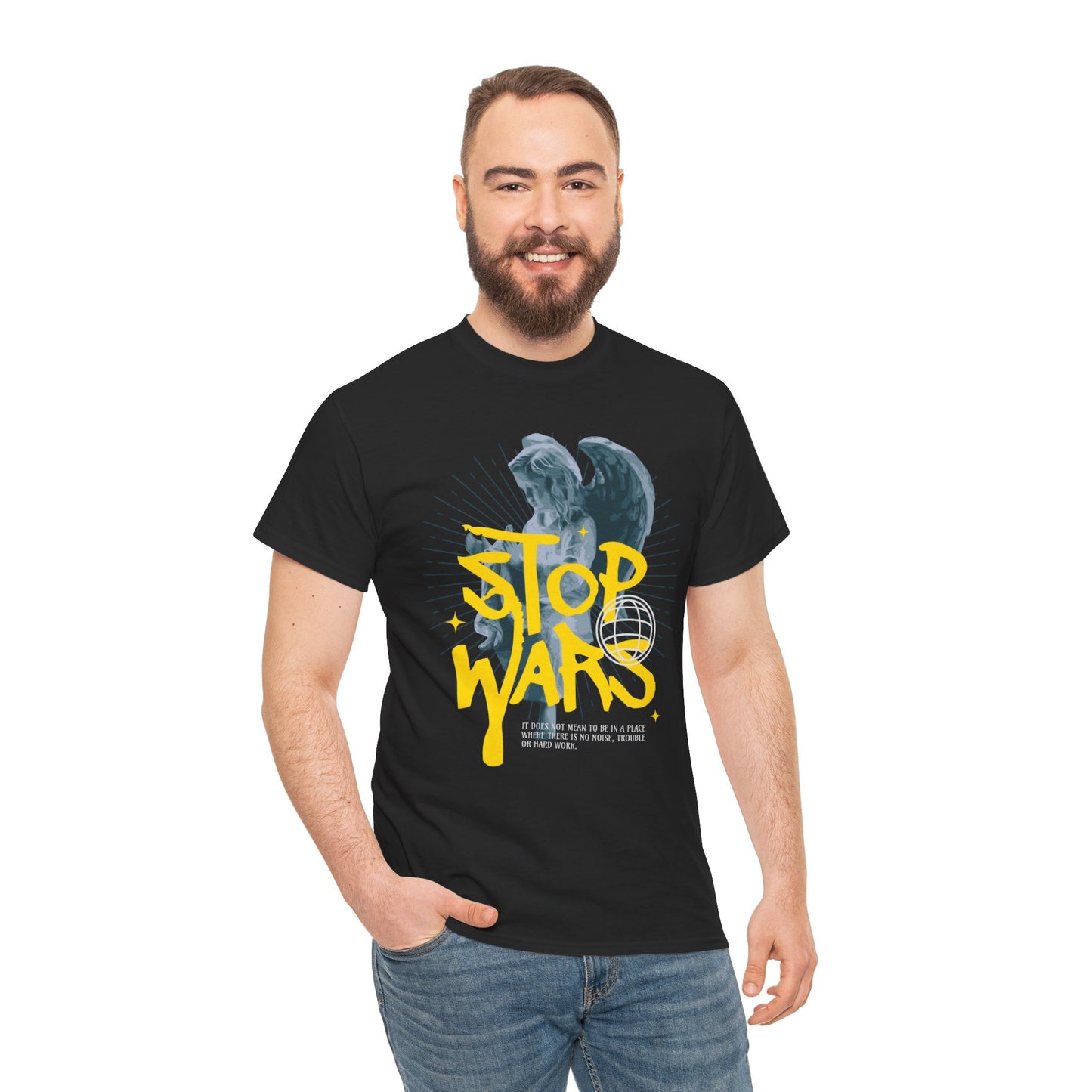 Stop Wars Unisex Heavy Cotton Tee | Fun Graphic T-Shirt for Peace Advocates - ArtShirt Couture