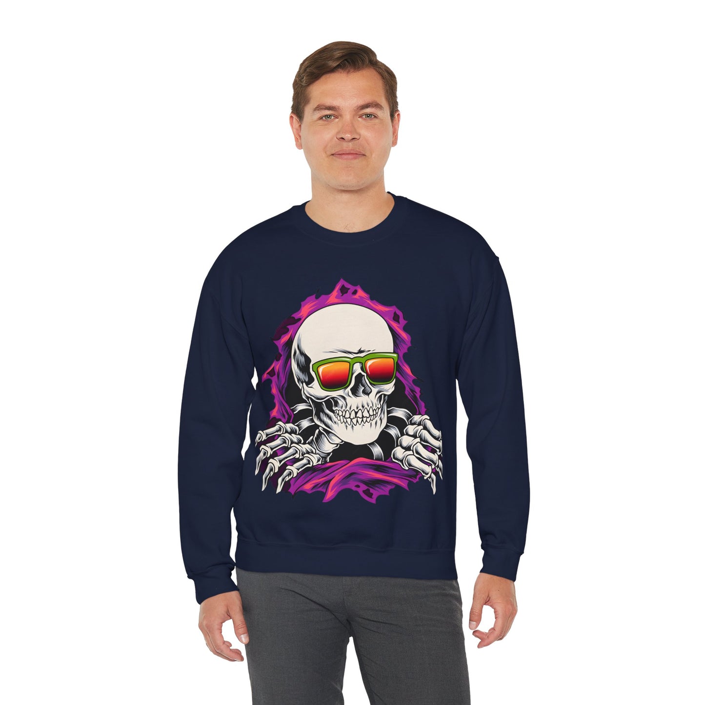The Cool Skeleton Unisex Heavy Blend™ Crewneck Sweatshirt | Fun Graphic Sweatshirt for Halloween and Skull Lovers - ArtShirt Couture