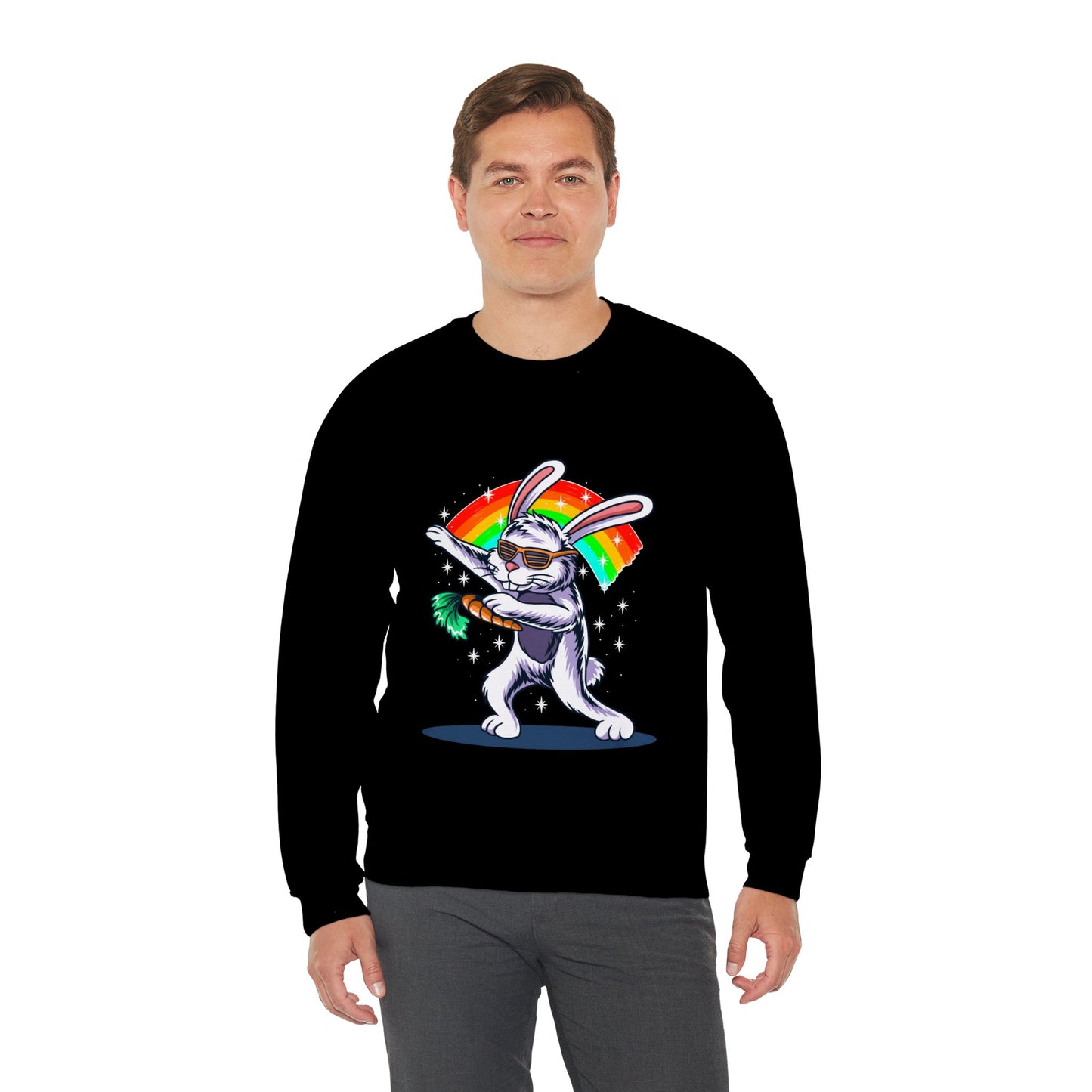 The Rainbow Bunny Unisex Heavy Blend™ Crewneck Sweatshirt | Colorful Graphic Sweatshirt for Bunny Lovers - ArtShirt Couture