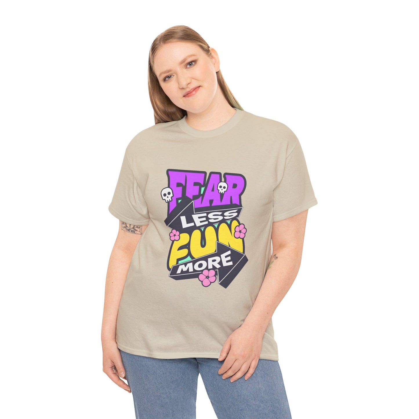 Fear Less Fun More Unisex Heavy Cotton Tee | Motivational Graphic T-Shirt - ArtShirt Couture