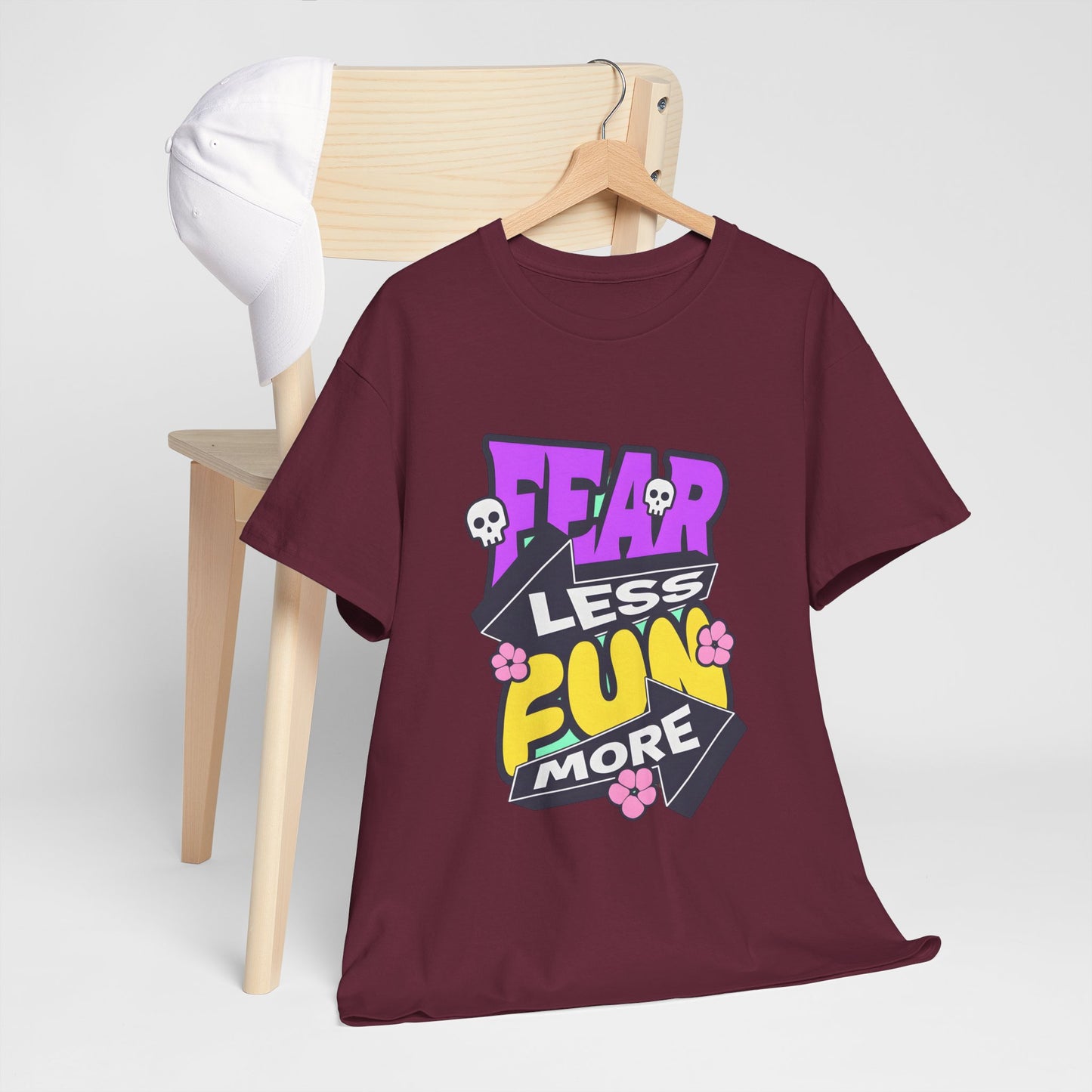 Fear Less Fun More Unisex Heavy Cotton Tee | Motivational Graphic T-Shirt - ArtShirt Couture