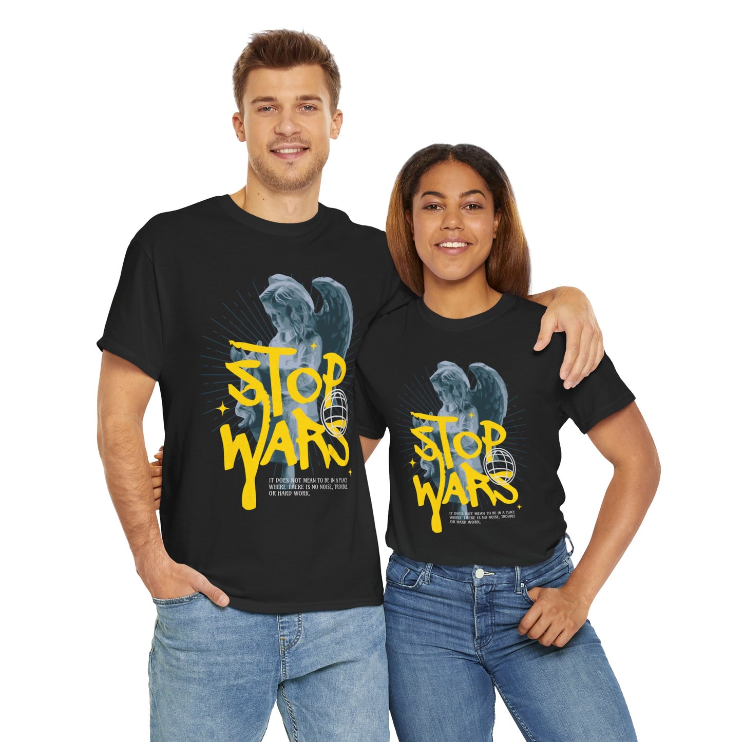 Stop Wars Unisex Heavy Cotton Tee | Fun Graphic T-Shirt for Peace Advocates - ArtShirt Couture