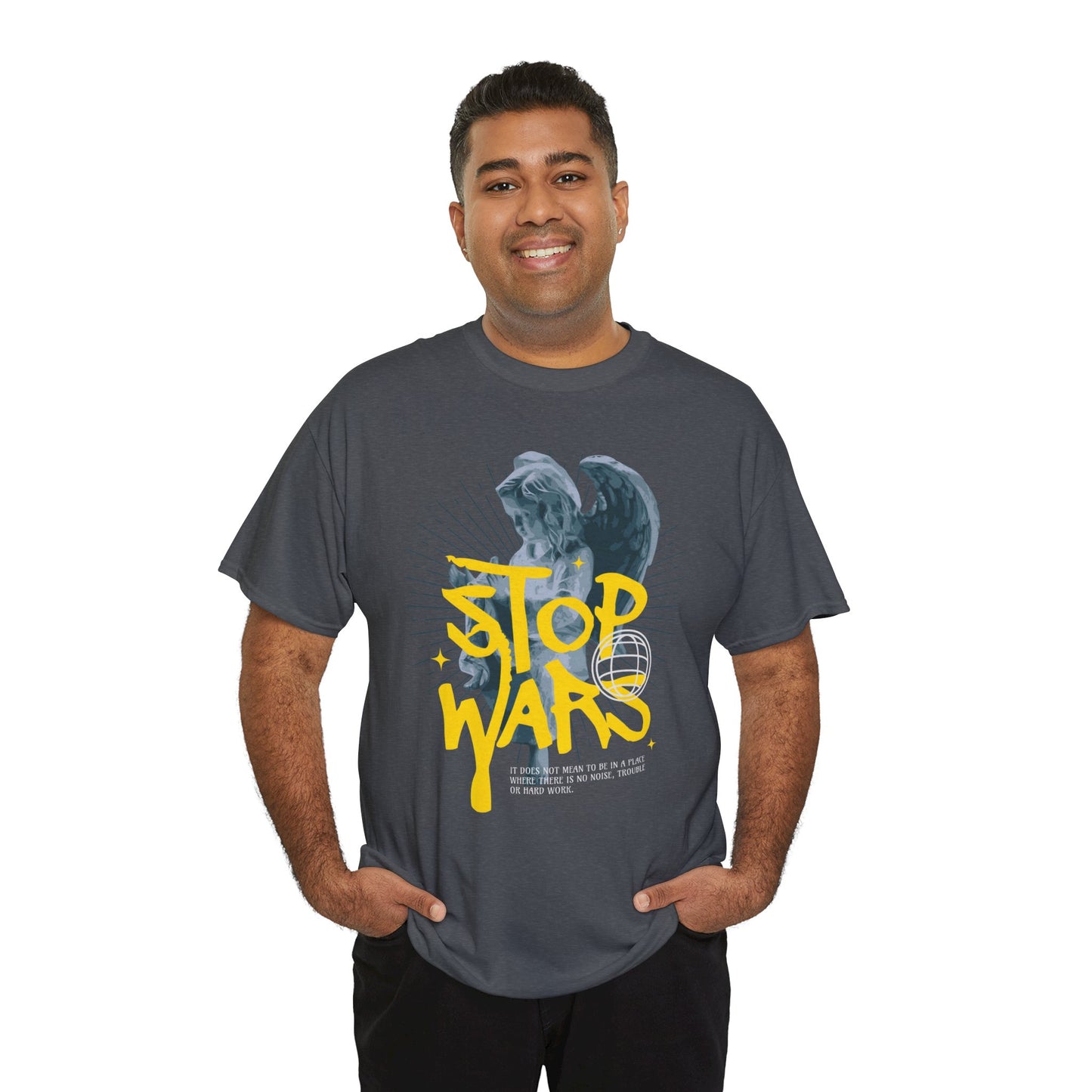 Stop Wars Unisex Heavy Cotton Tee | Fun Graphic T-Shirt for Peace Advocates - ArtShirt Couture