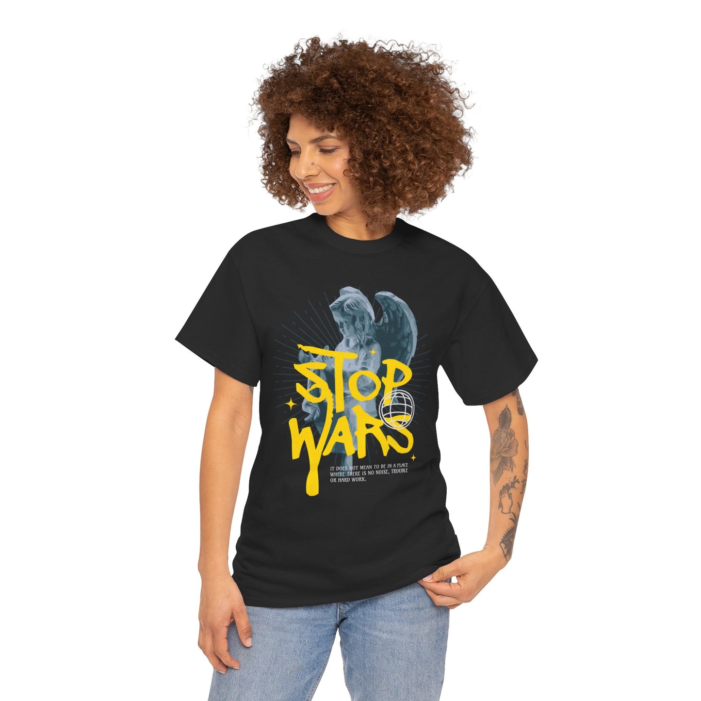 Stop Wars Unisex Heavy Cotton Tee | Fun Graphic T-Shirt for Peace Advocates - ArtShirt Couture