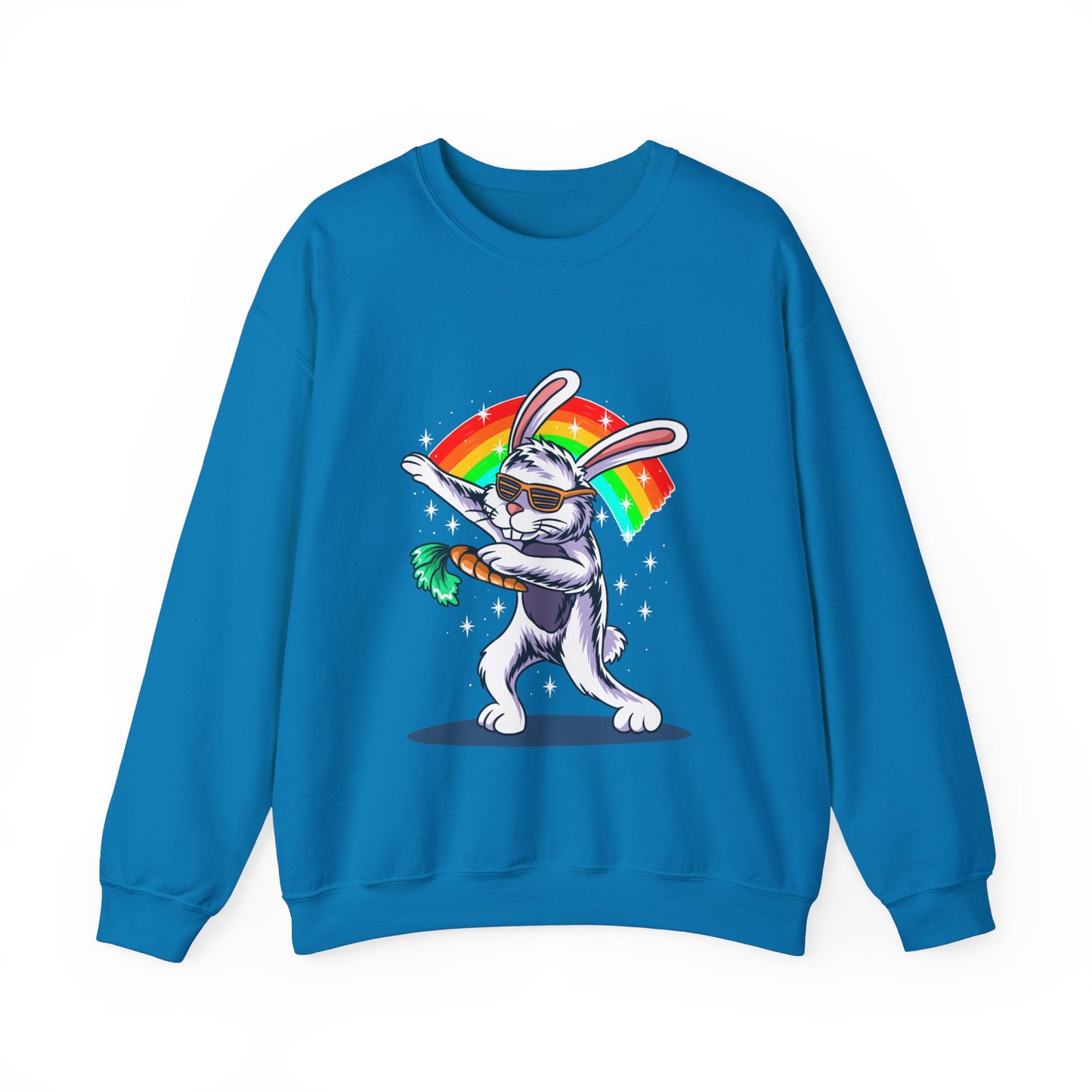 The Rainbow Bunny Unisex Heavy Blend™ Crewneck Sweatshirt | Colorful Graphic Sweatshirt for Bunny Lovers - ArtShirt Couture