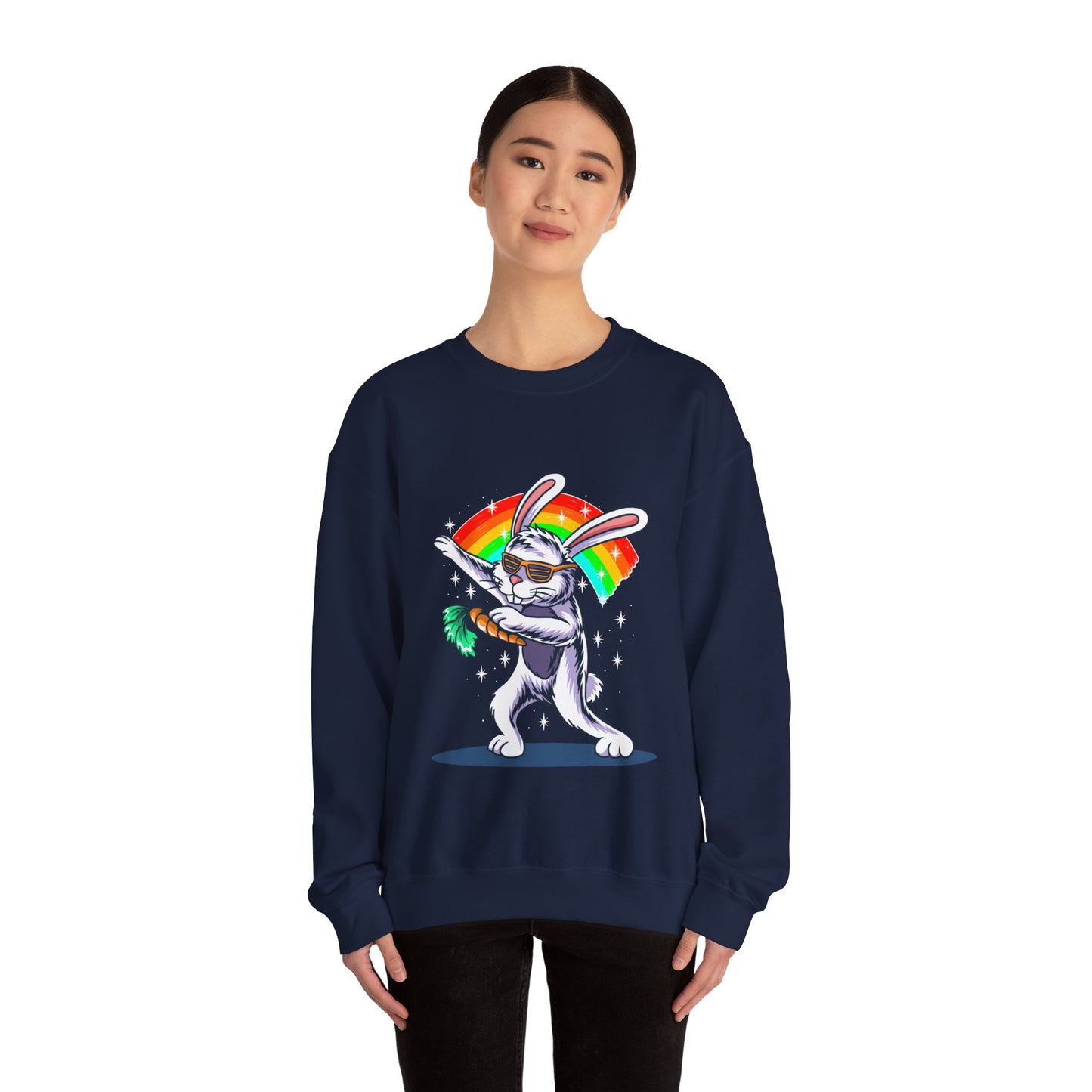 The Rainbow Bunny Unisex Heavy Blend™ Crewneck Sweatshirt | Colorful Graphic Sweatshirt for Bunny Lovers - ArtShirt Couture