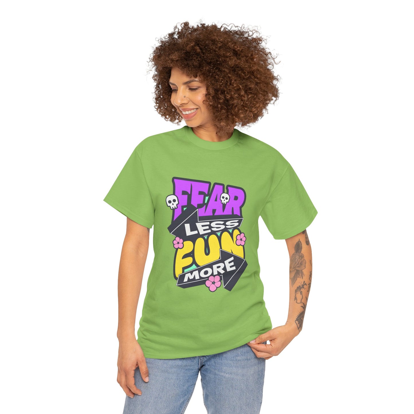 Fear Less Fun More Unisex Heavy Cotton Tee | Motivational Graphic T-Shirt - ArtShirt Couture