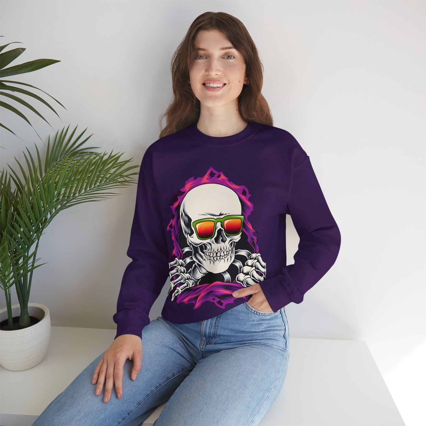 The Cool Skeleton Unisex Heavy Blend™ Crewneck Sweatshirt | Fun Graphic Sweatshirt for Halloween and Skull Lovers - ArtShirt Couture