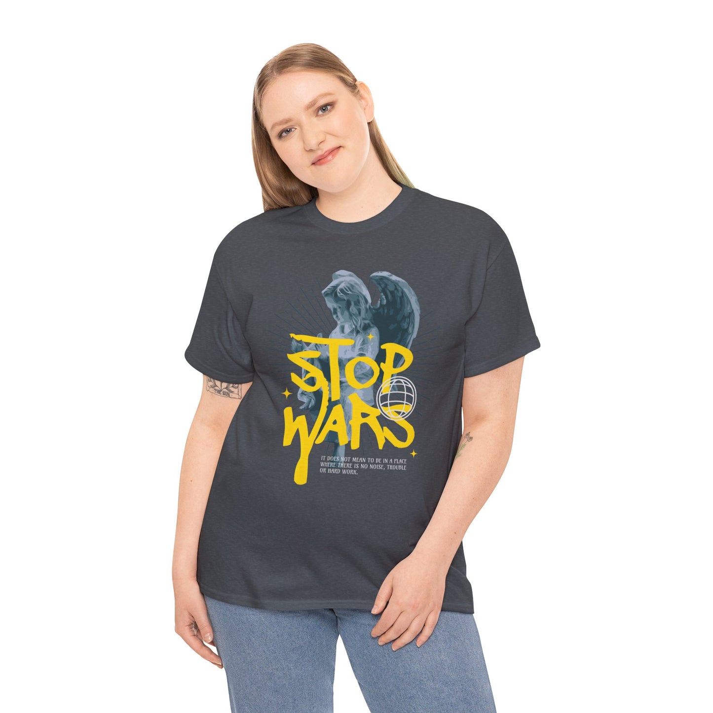 Stop Wars Unisex Heavy Cotton Tee | Fun Graphic T-Shirt for Peace Advocates - ArtShirt Couture