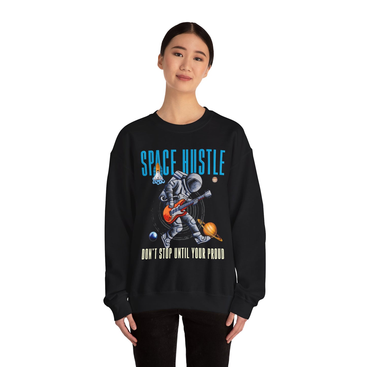 Space Hustle Music Unisex Heavy Blend™ Sweatshirt | Trendy Graphic Sweatshirt for Music and Space Enthusiasts - ArtShirt Couture