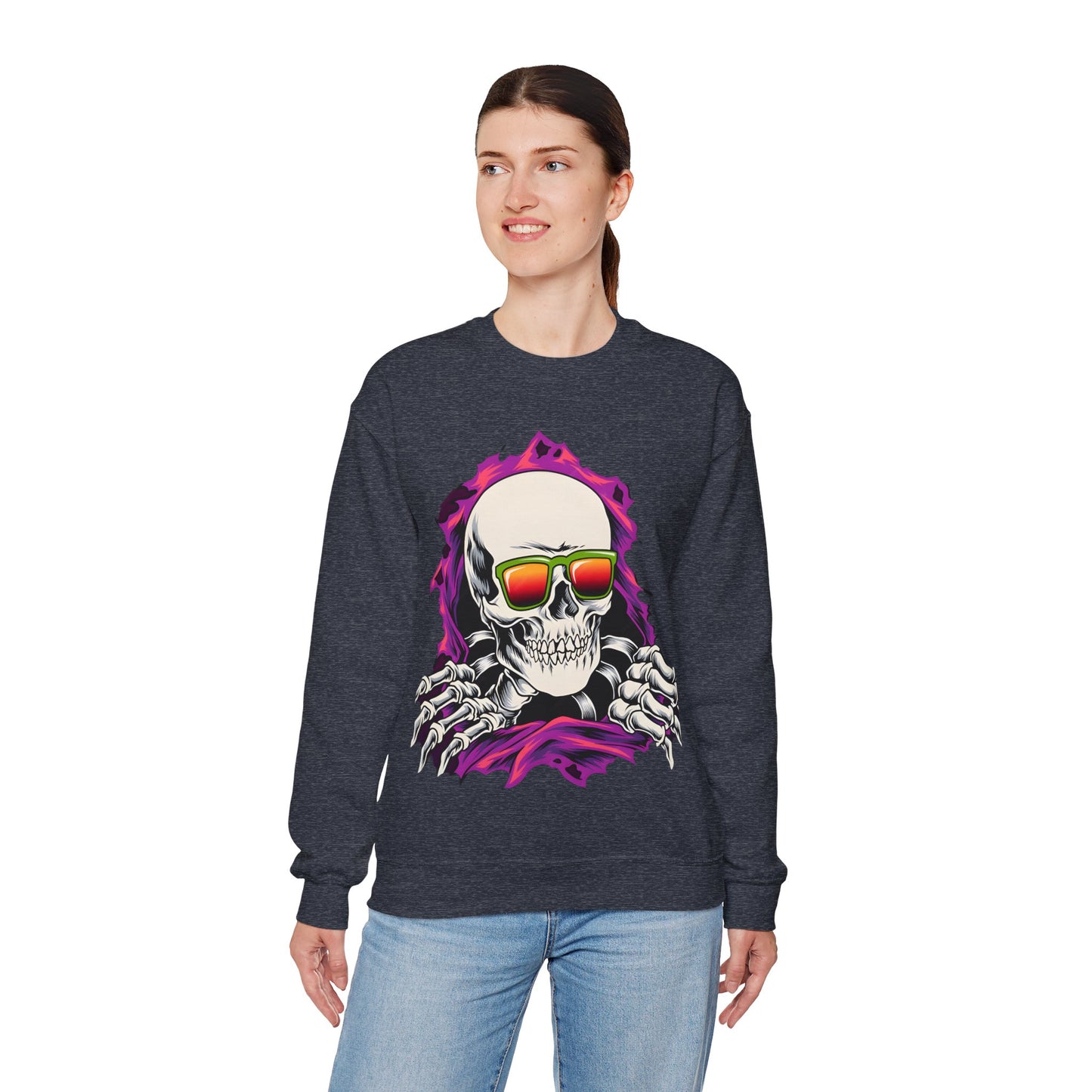 The Cool Skeleton Unisex Heavy Blend™ Crewneck Sweatshirt | Fun Graphic Sweatshirt for Halloween and Skull Lovers - ArtShirt Couture
