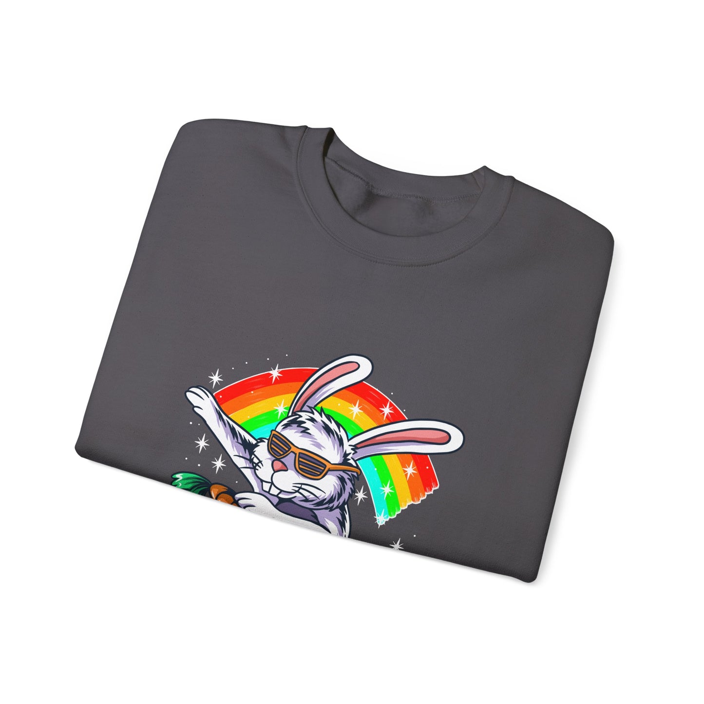 The Rainbow Bunny Unisex Heavy Blend™ Crewneck Sweatshirt | Colorful Graphic Sweatshirt for Bunny Lovers - ArtShirt Couture