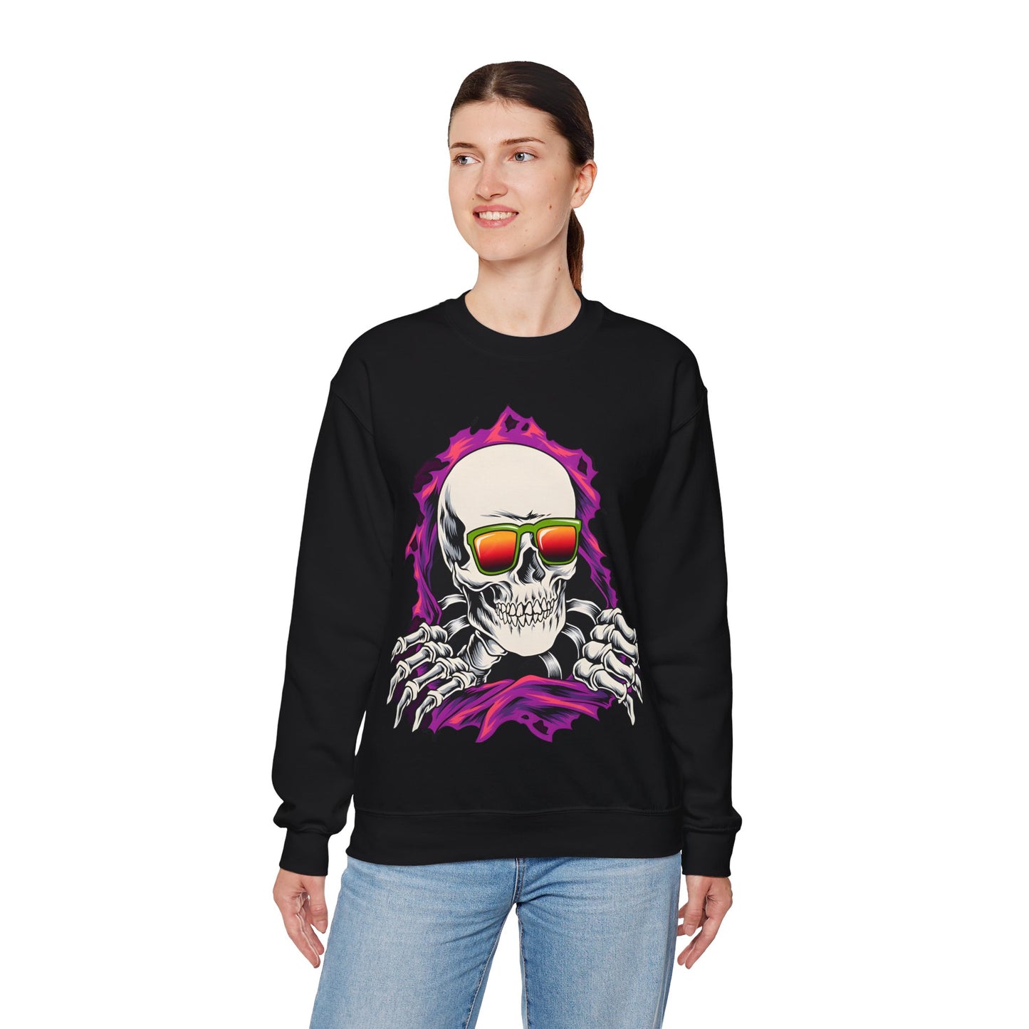 The Cool Skeleton Unisex Heavy Blend™ Crewneck Sweatshirt | Fun Graphic Sweatshirt for Halloween and Skull Lovers - ArtShirt Couture
