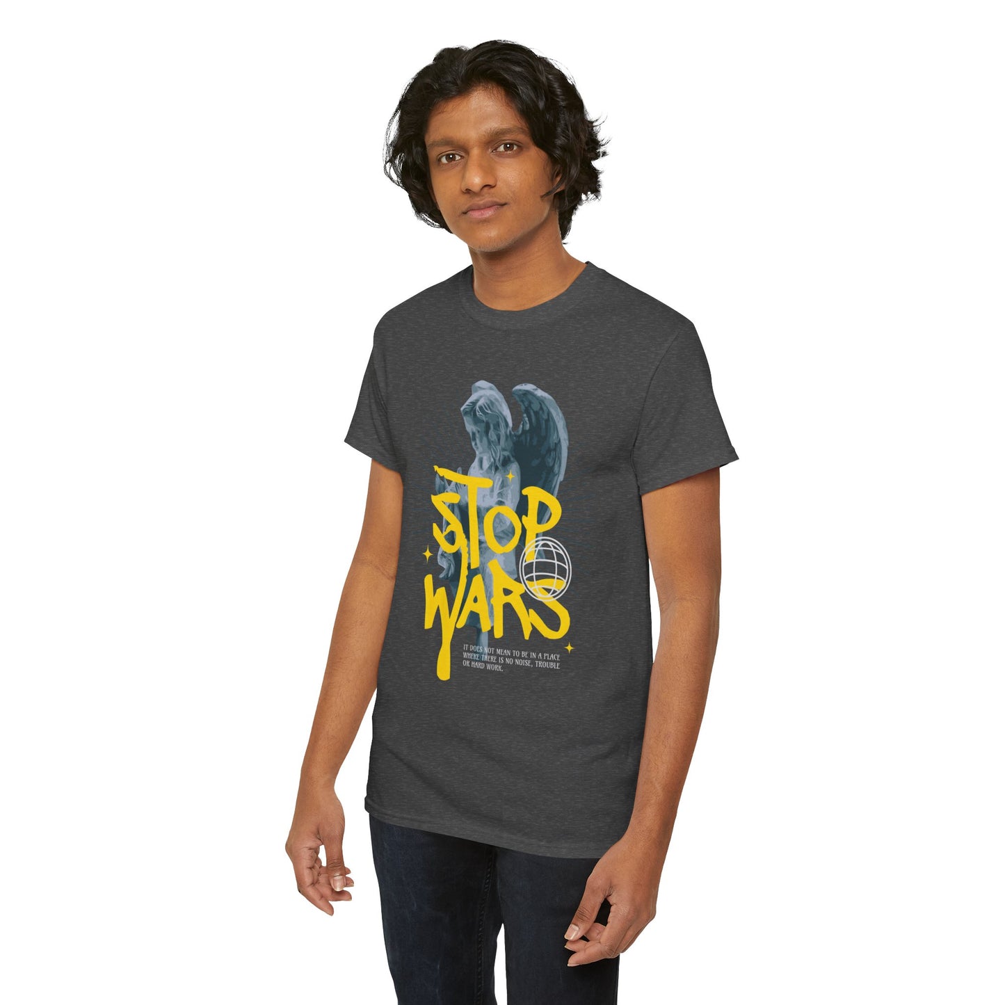 Stop Wars Unisex Heavy Cotton Tee | Fun Graphic T-Shirt for Peace Advocates - ArtShirt Couture