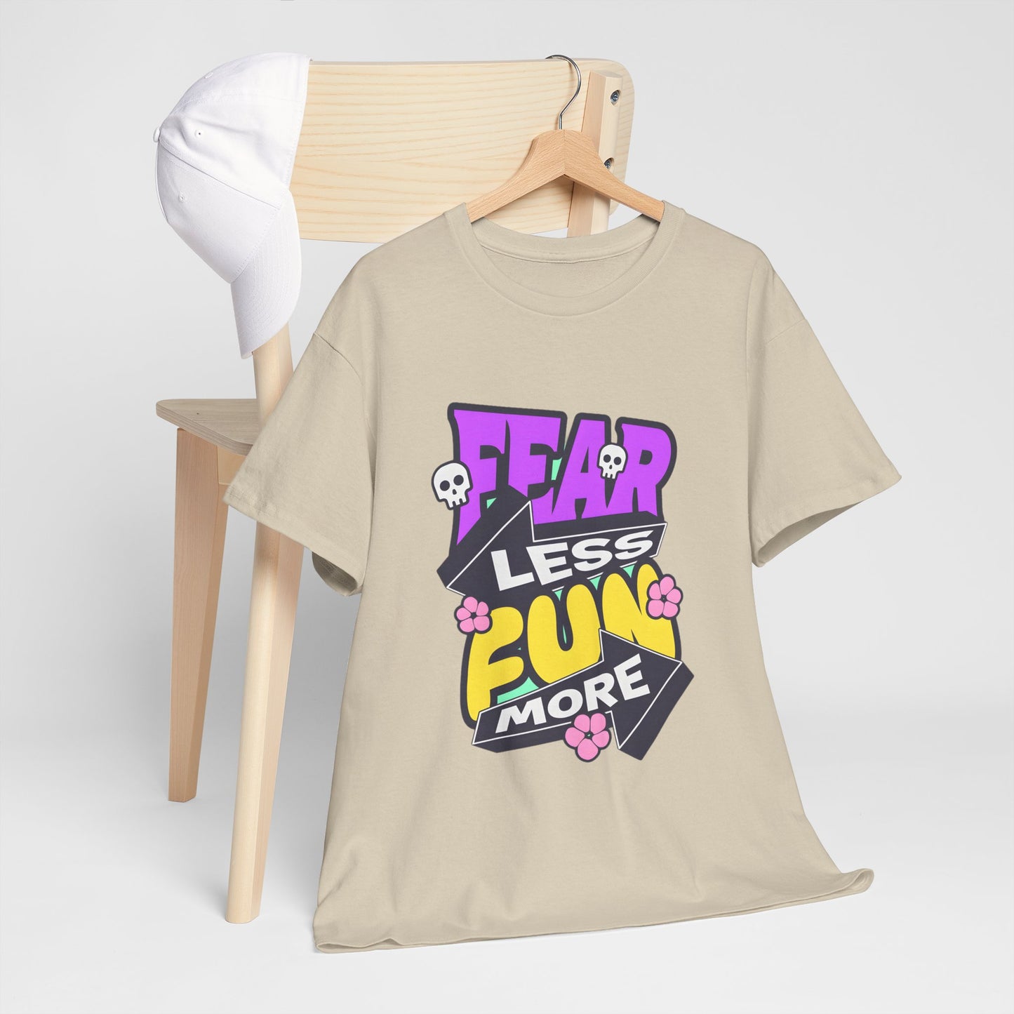 Fear Less Fun More Unisex Heavy Cotton Tee | Motivational Graphic T-Shirt - ArtShirt Couture