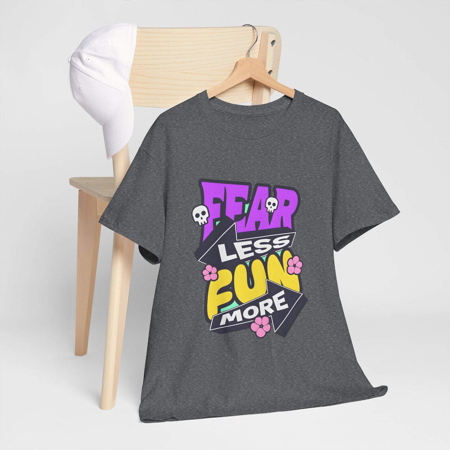 Fear Less Fun More Unisex Heavy Cotton Tee | Motivational Graphic T-Shirt - ArtShirt Couture