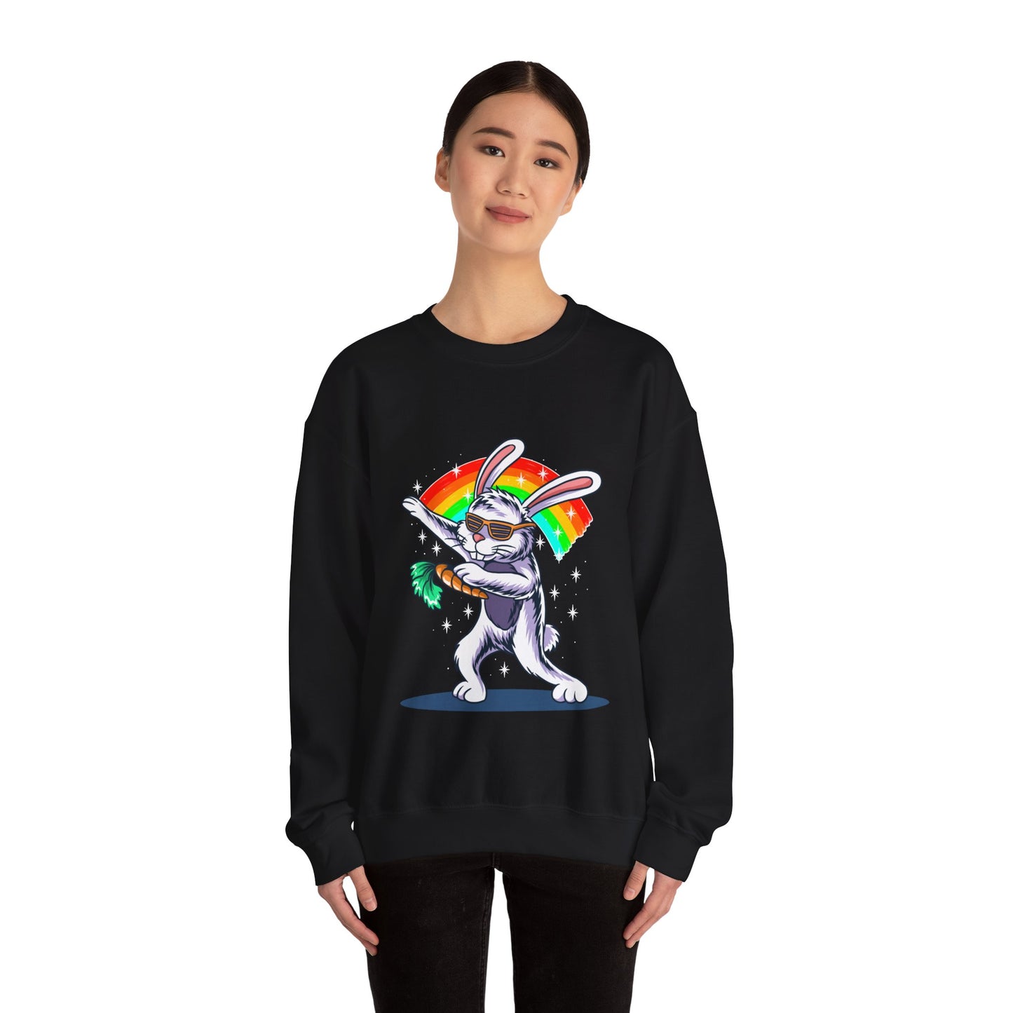 The Rainbow Bunny Unisex Heavy Blend™ Crewneck Sweatshirt | Colorful Graphic Sweatshirt for Bunny Lovers - ArtShirt Couture