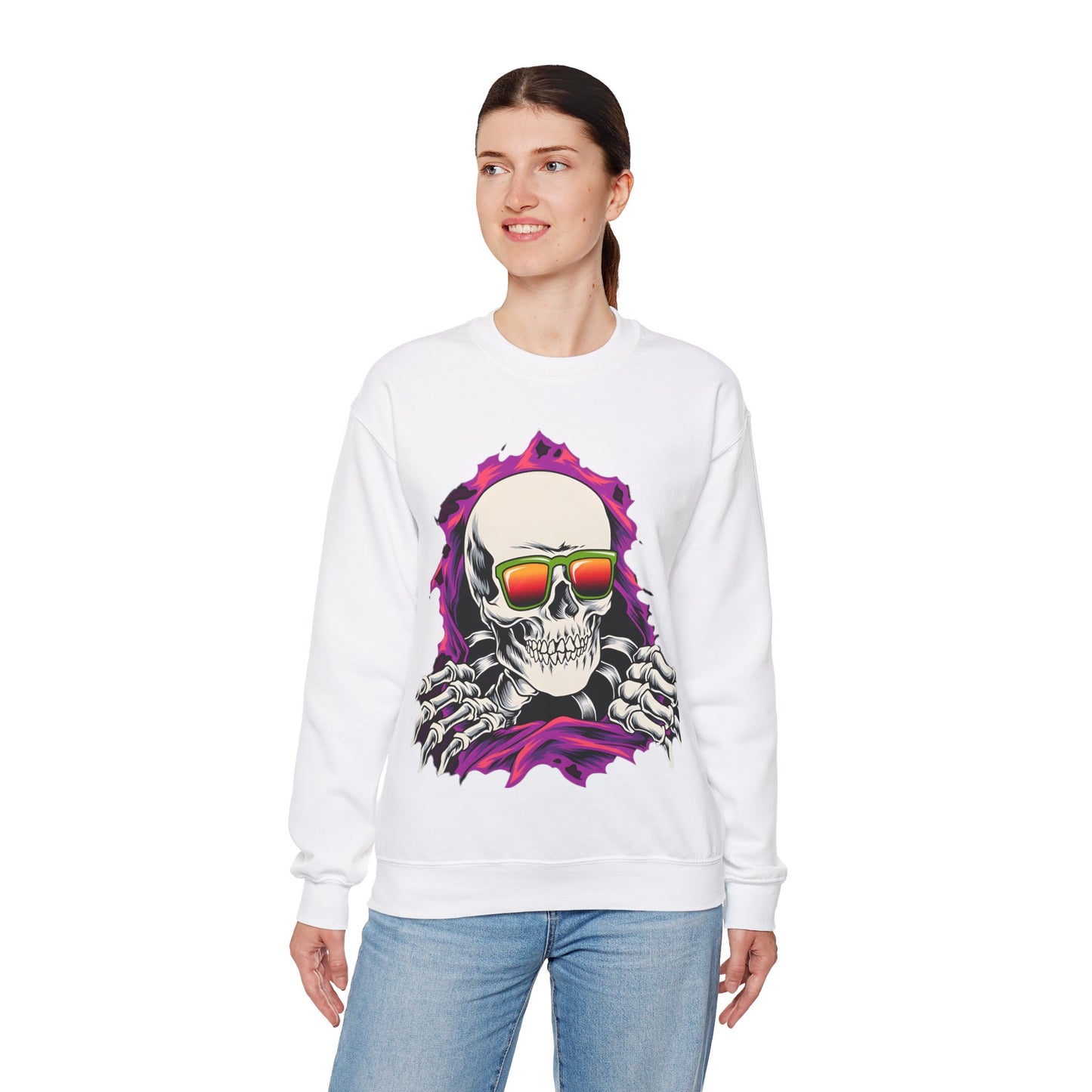 The Cool Skeleton Unisex Heavy Blend™ Crewneck Sweatshirt | Fun Graphic Sweatshirt for Halloween and Skull Lovers - ArtShirt Couture