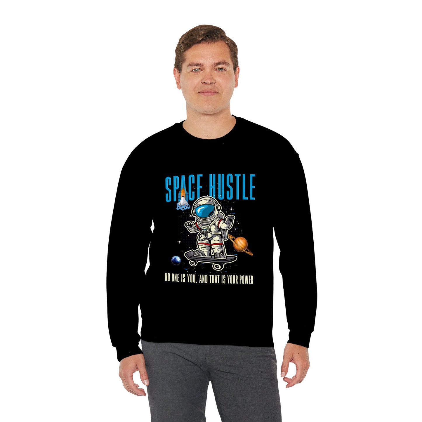 Space Hustle Unisex Heavy Blend™ Sweatshirt | Trendy Graphic Sweatshirt for Space Enthusiasts - ArtShirt Couture