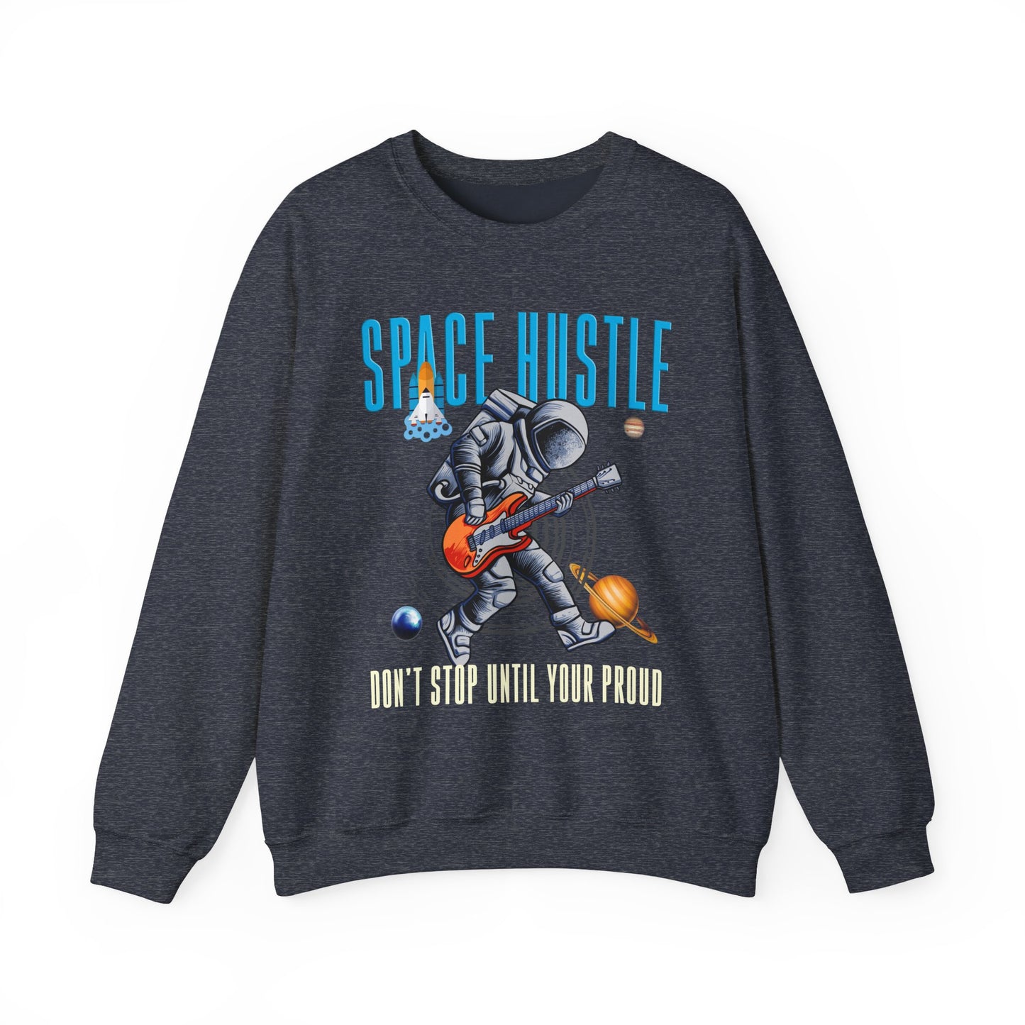 Space Hustle Music Unisex Heavy Blend™ Sweatshirt | Trendy Graphic Sweatshirt for Music and Space Enthusiasts - ArtShirt Couture