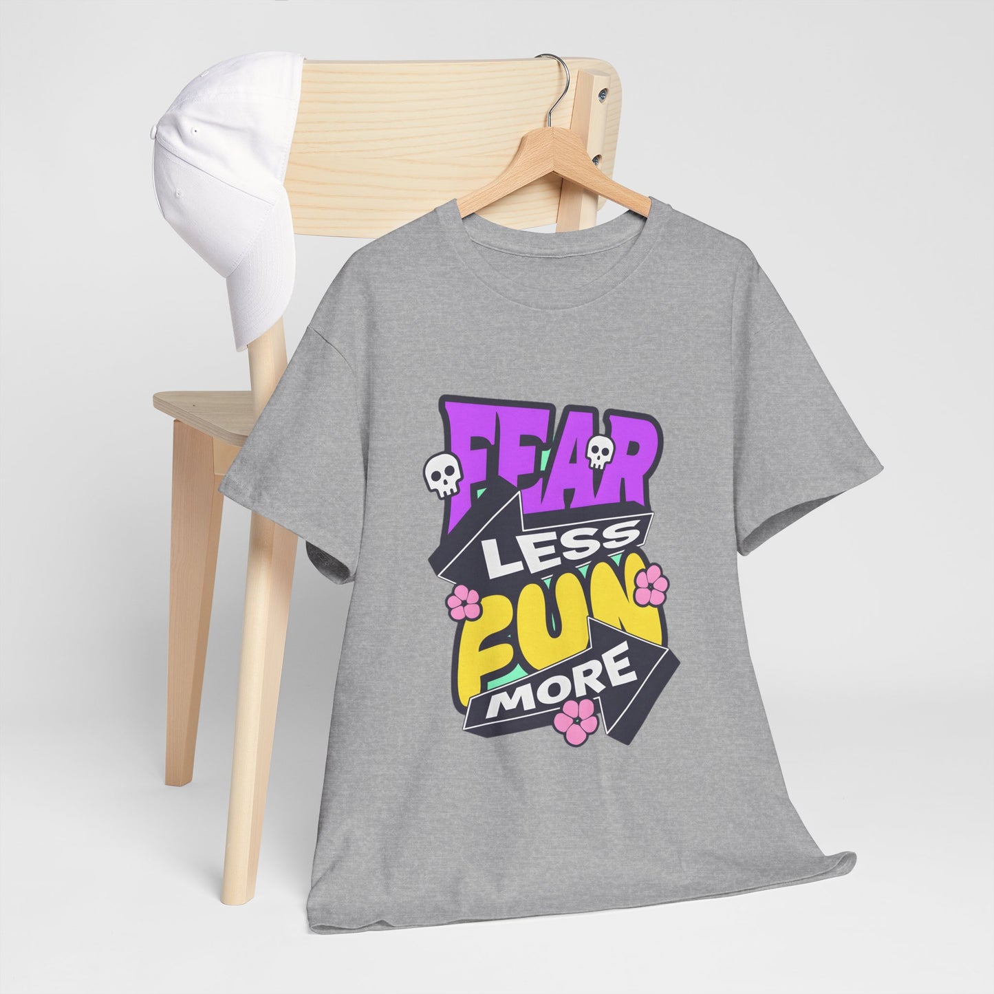 Fear Less Fun More Unisex Heavy Cotton Tee | Motivational Graphic T-Shirt - ArtShirt Couture