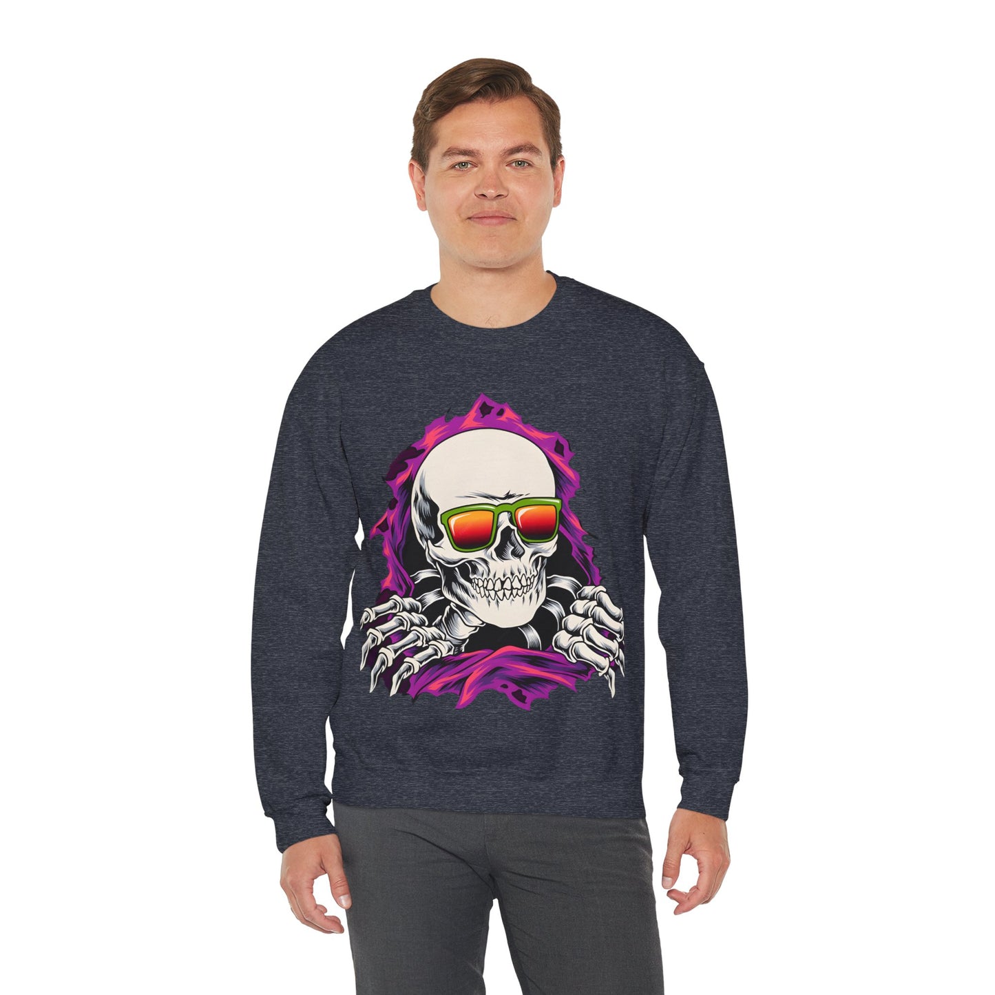 The Cool Skeleton Unisex Heavy Blend™ Crewneck Sweatshirt | Fun Graphic Sweatshirt for Halloween and Skull Lovers - ArtShirt Couture