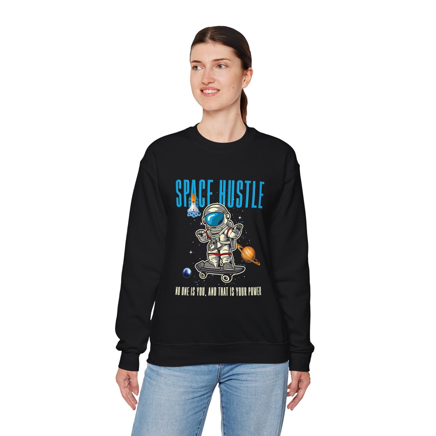 Space Hustle Unisex Heavy Blend™ Sweatshirt | Trendy Graphic Sweatshirt for Space Enthusiasts - ArtShirt Couture