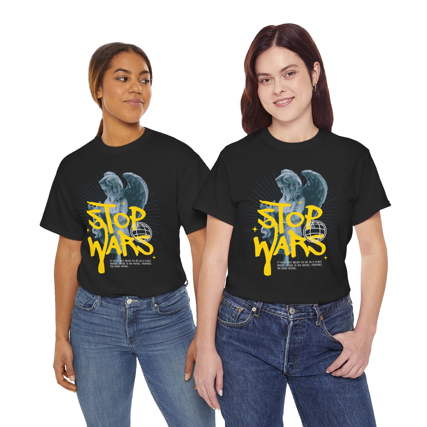Stop Wars Unisex Heavy Cotton Tee | Fun Graphic T-Shirt for Peace Advocates - ArtShirt Couture