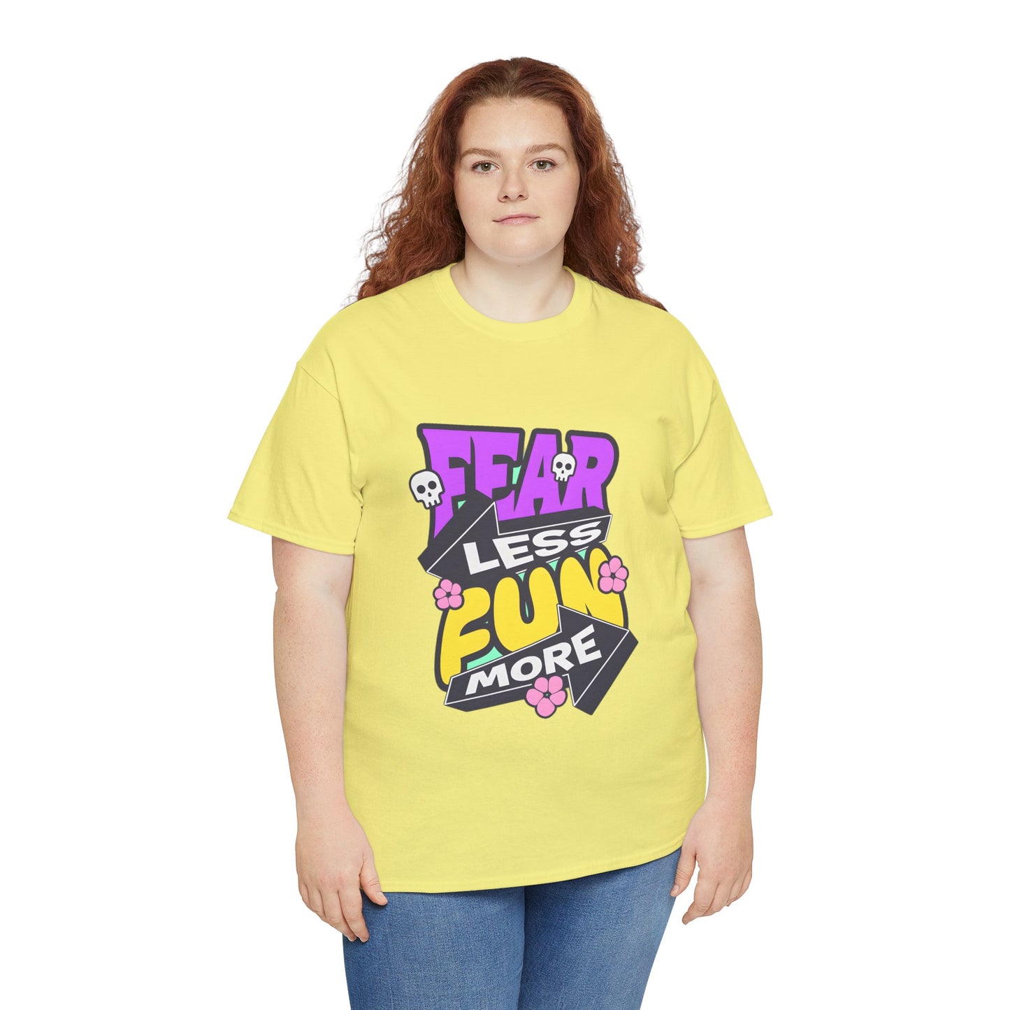 Fear Less Fun More Unisex Heavy Cotton Tee | Motivational Graphic T-Shirt - ArtShirt Couture