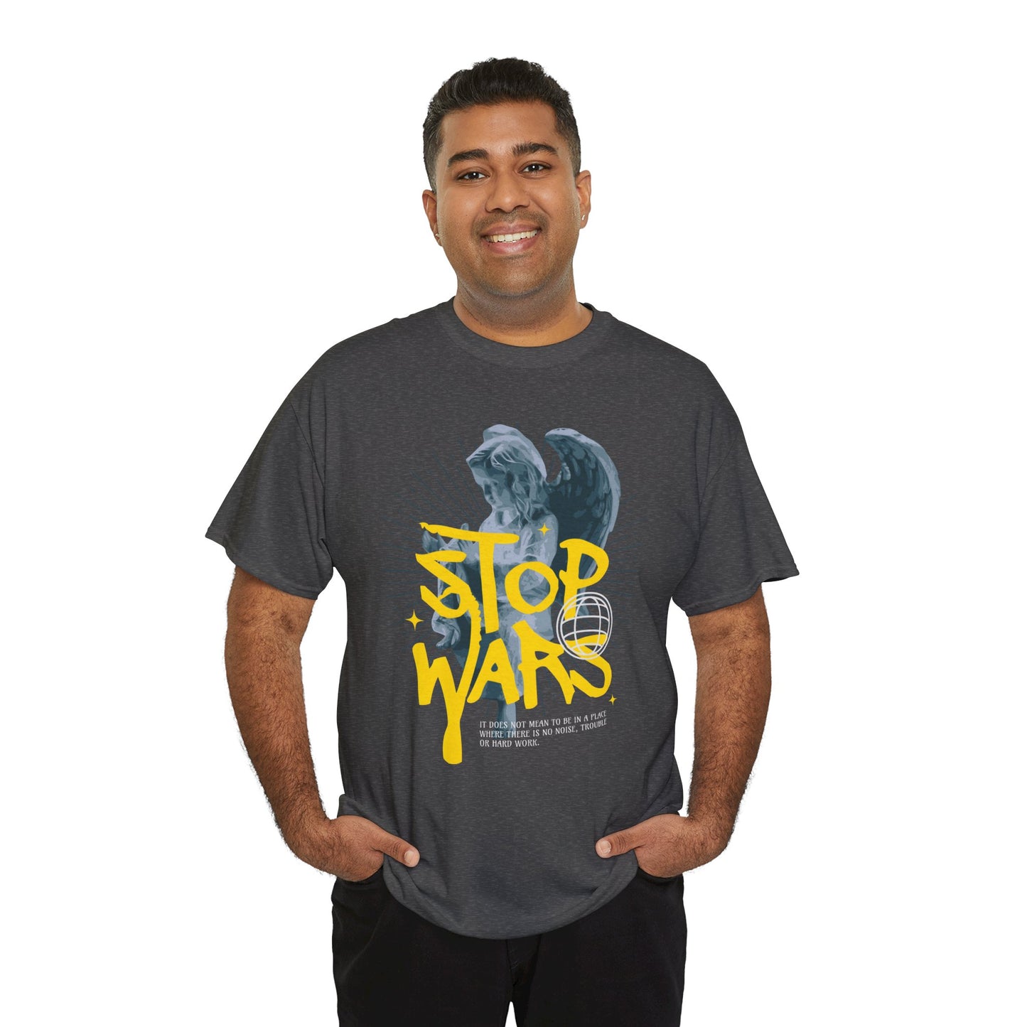 Stop Wars Unisex Heavy Cotton Tee | Fun Graphic T-Shirt for Peace Advocates - ArtShirt Couture