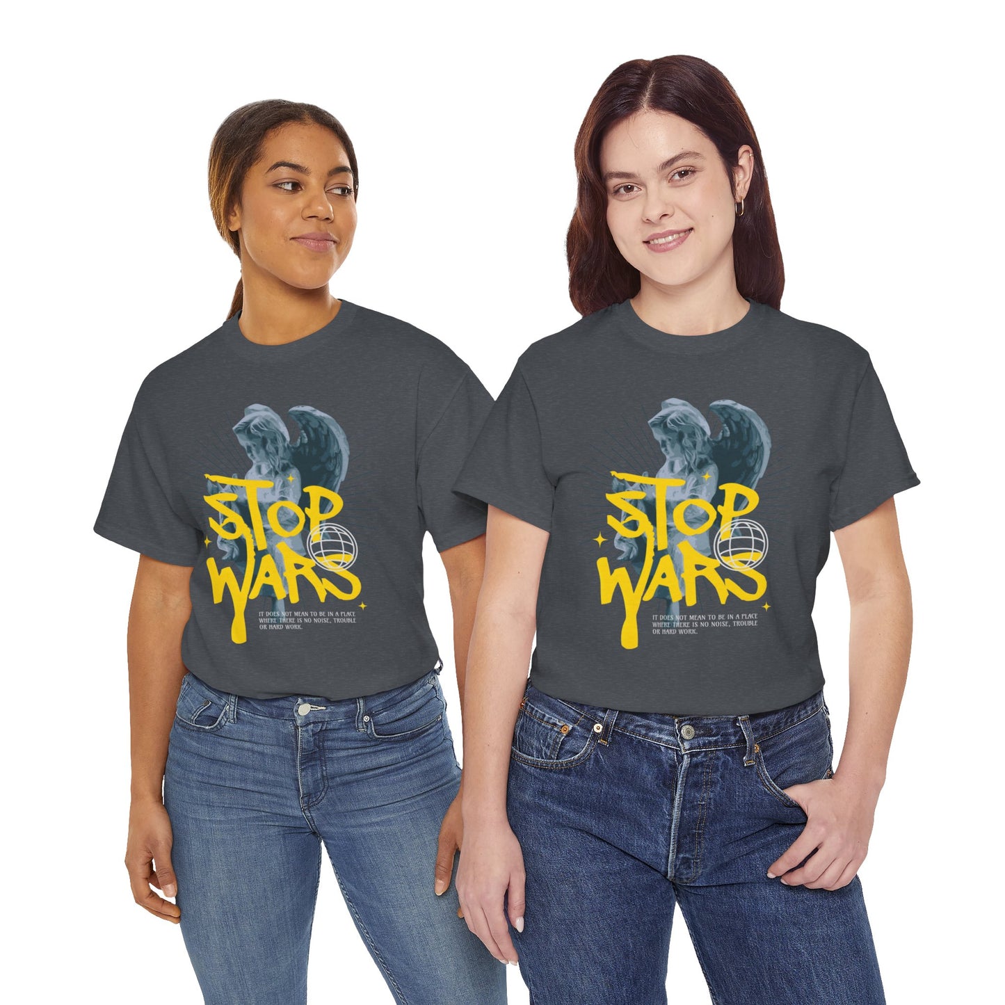 Stop Wars Unisex Heavy Cotton Tee | Fun Graphic T-Shirt for Peace Advocates - ArtShirt Couture