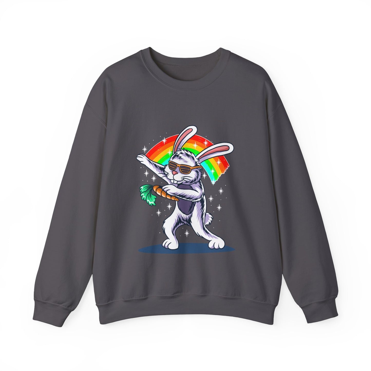 The Rainbow Bunny Unisex Heavy Blend™ Crewneck Sweatshirt | Colorful Graphic Sweatshirt for Bunny Lovers - ArtShirt Couture