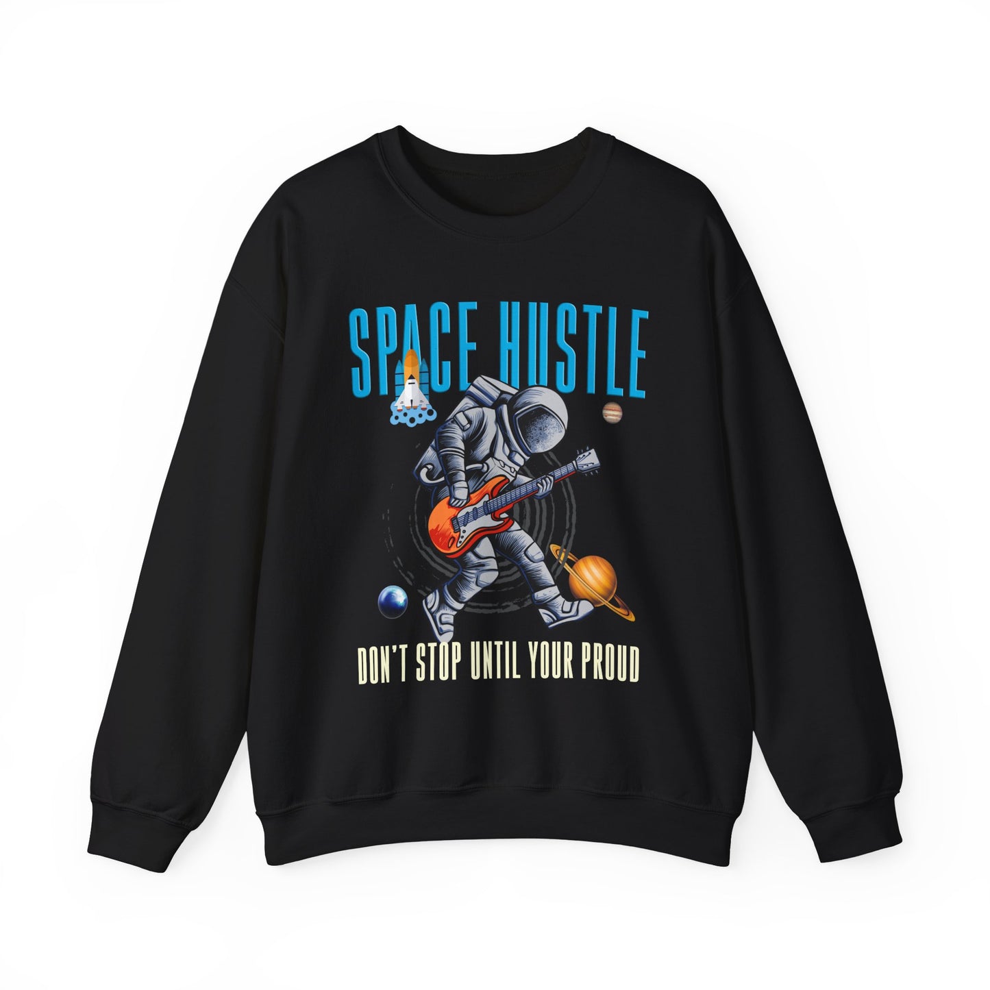 Space Hustle Music Unisex Heavy Blend™ Sweatshirt | Trendy Graphic Sweatshirt for Music and Space Enthusiasts - ArtShirt Couture