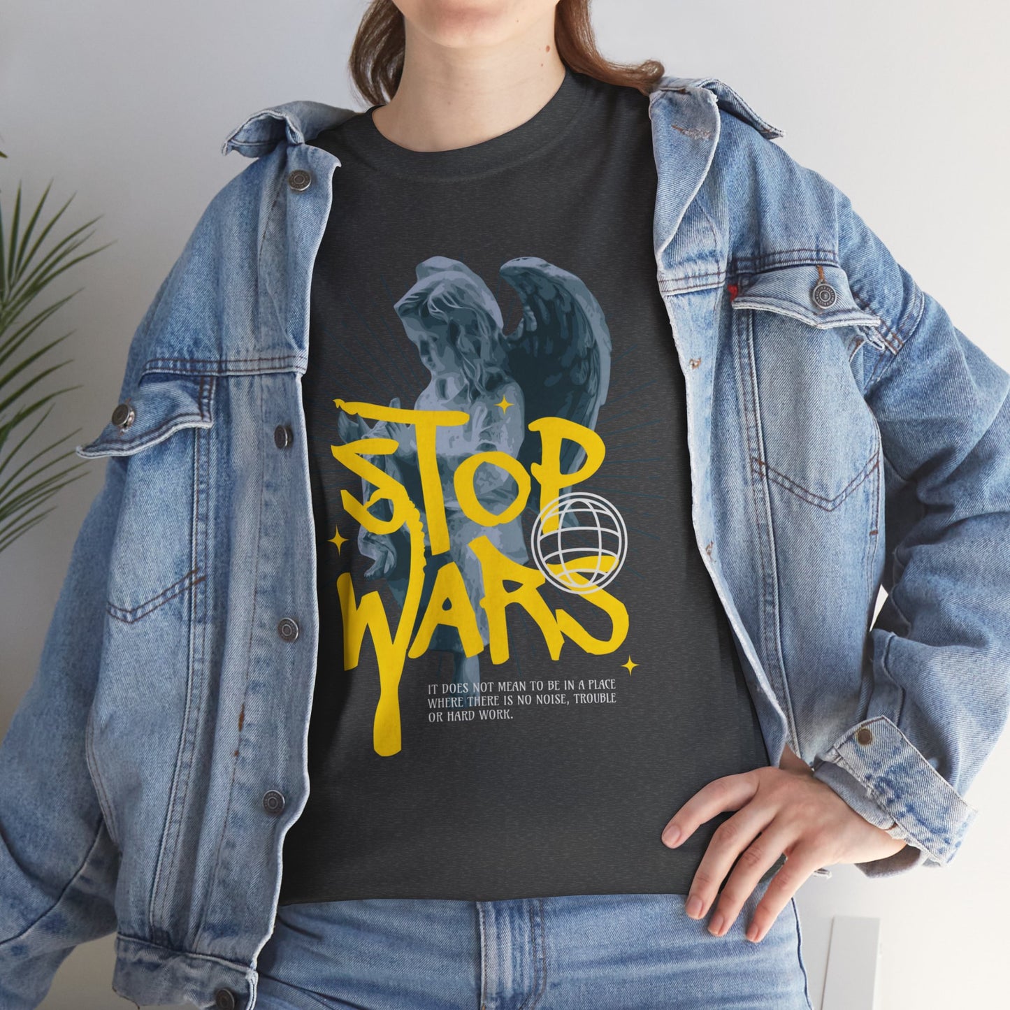 Stop Wars Unisex Heavy Cotton Tee | Fun Graphic T-Shirt for Peace Advocates - ArtShirt Couture