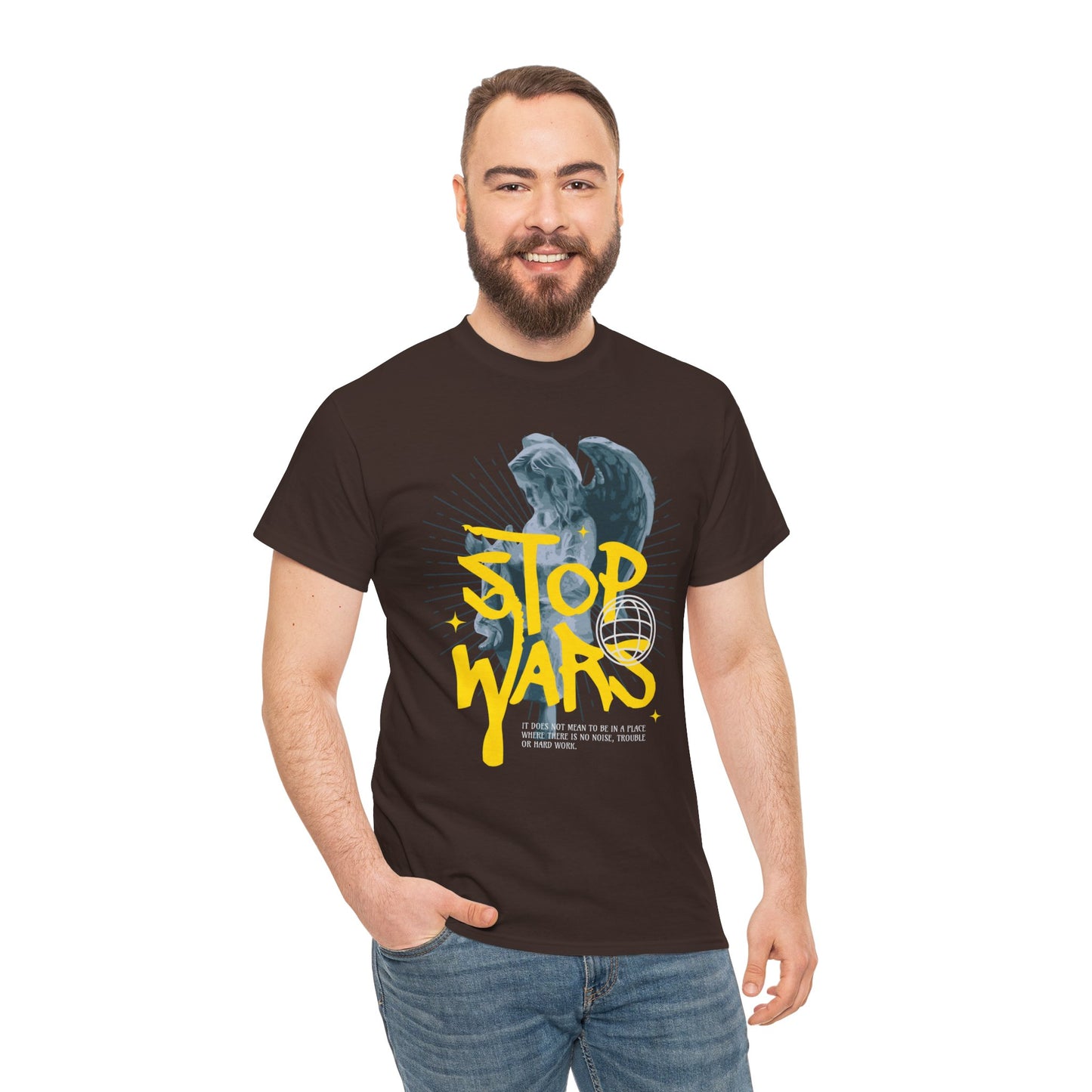 Stop Wars Unisex Heavy Cotton Tee | Fun Graphic T-Shirt for Peace Advocates - ArtShirt Couture