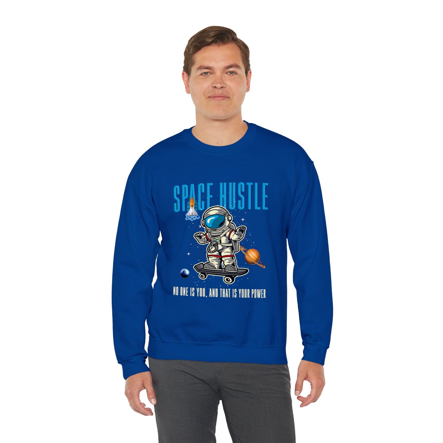 Space Hustle Unisex Heavy Blend™ Sweatshirt | Trendy Graphic Sweatshirt for Space Enthusiasts - ArtShirt Couture