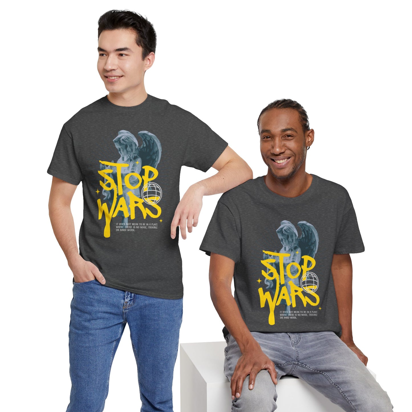 Stop Wars Unisex Heavy Cotton Tee | Fun Graphic T-Shirt for Peace Advocates - ArtShirt Couture