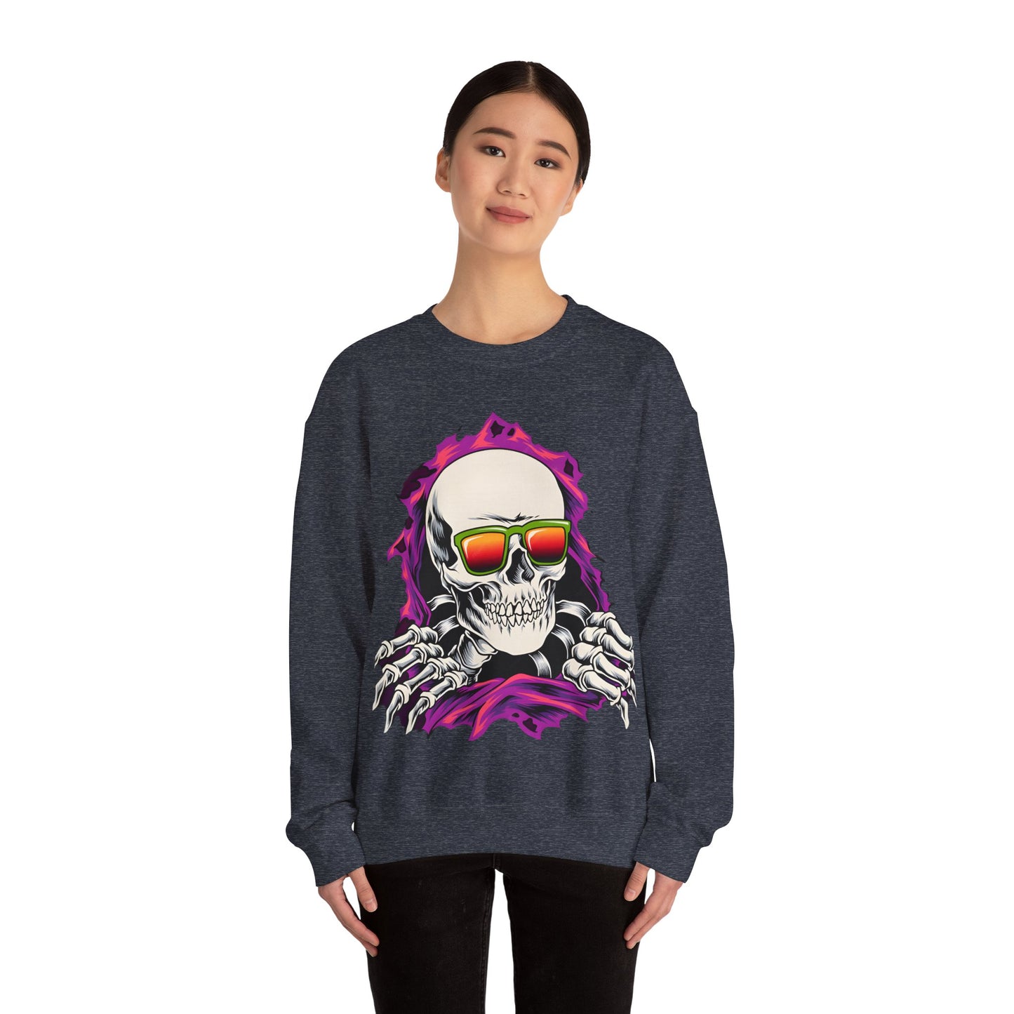The Cool Skeleton Unisex Heavy Blend™ Crewneck Sweatshirt | Fun Graphic Sweatshirt for Halloween and Skull Lovers - ArtShirt Couture