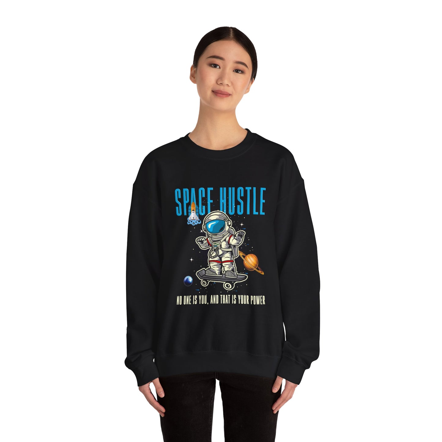 Space Hustle Unisex Heavy Blend™ Sweatshirt | Trendy Graphic Sweatshirt for Space Enthusiasts - ArtShirt Couture